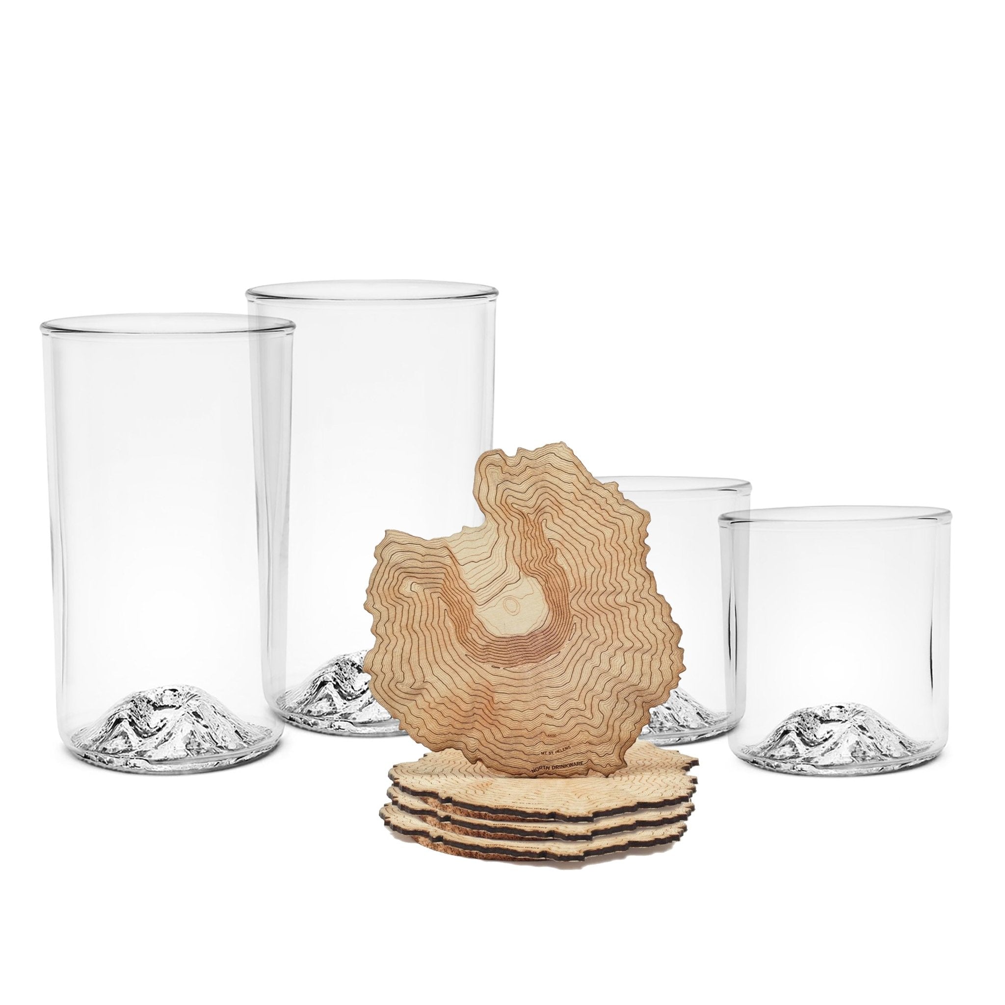 The Mt. St. Helens Set | Handblown Mountain Whisky, Beer & Coaster