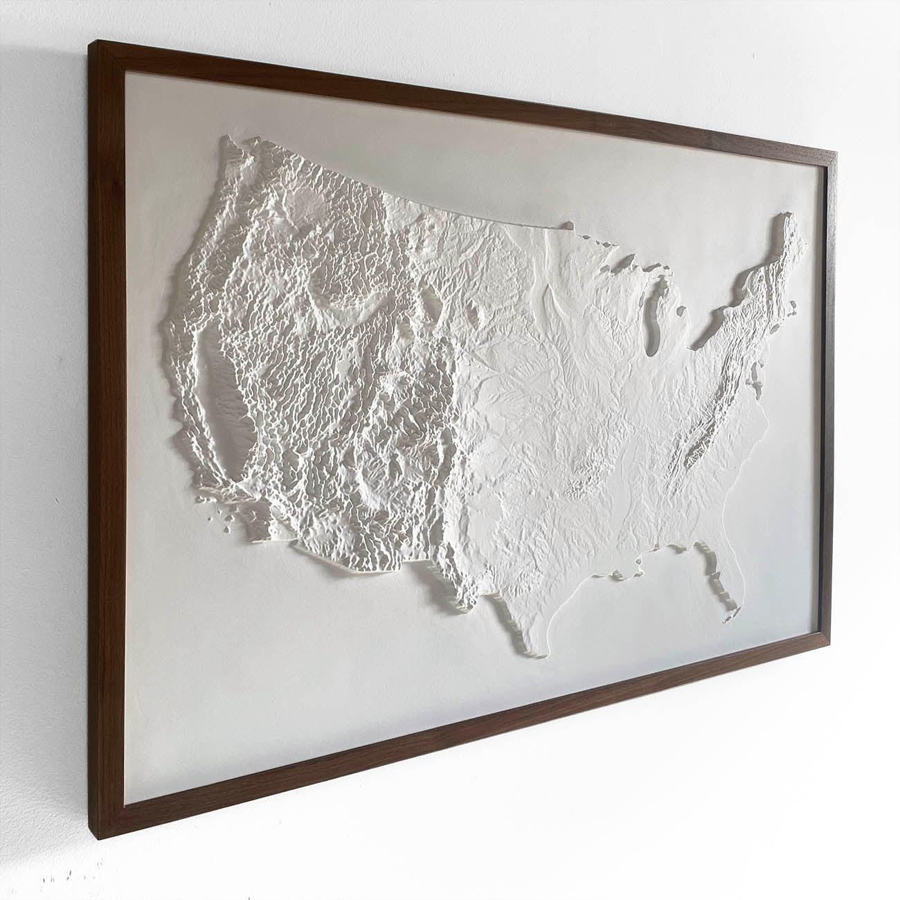 USA - White 3D Raised Relief Map