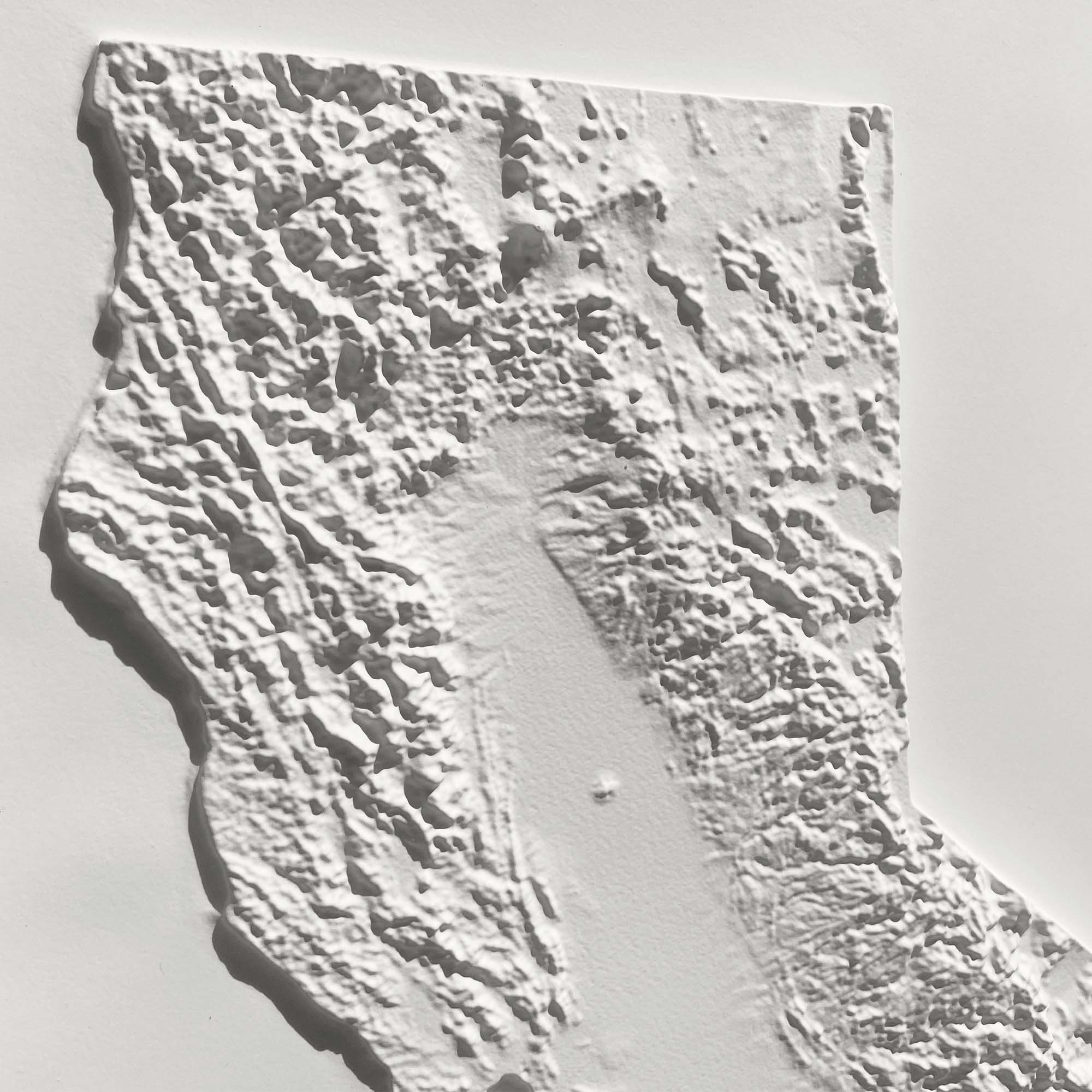 California – White 3D Raised Relief Map