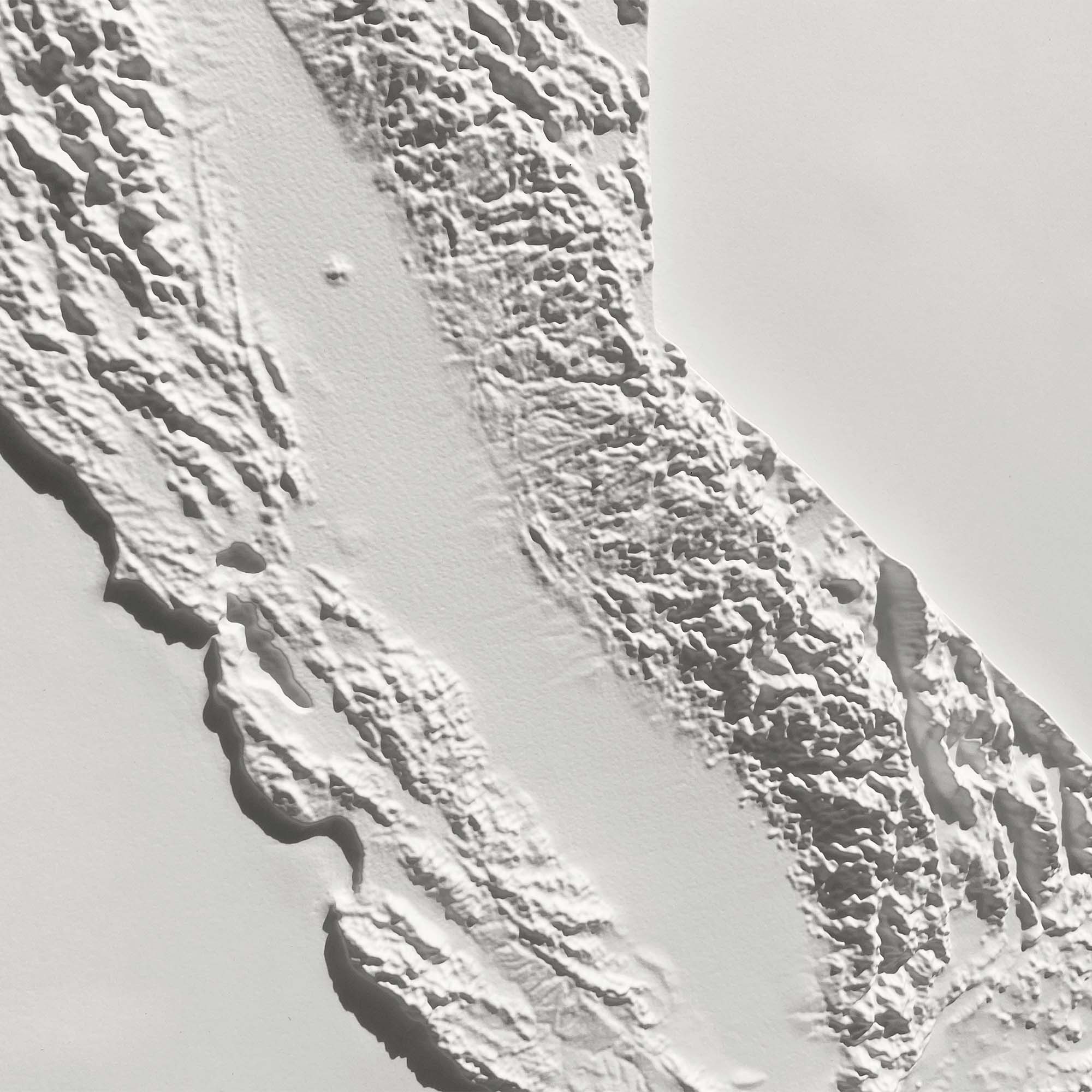 California – White 3D Raised Relief Map