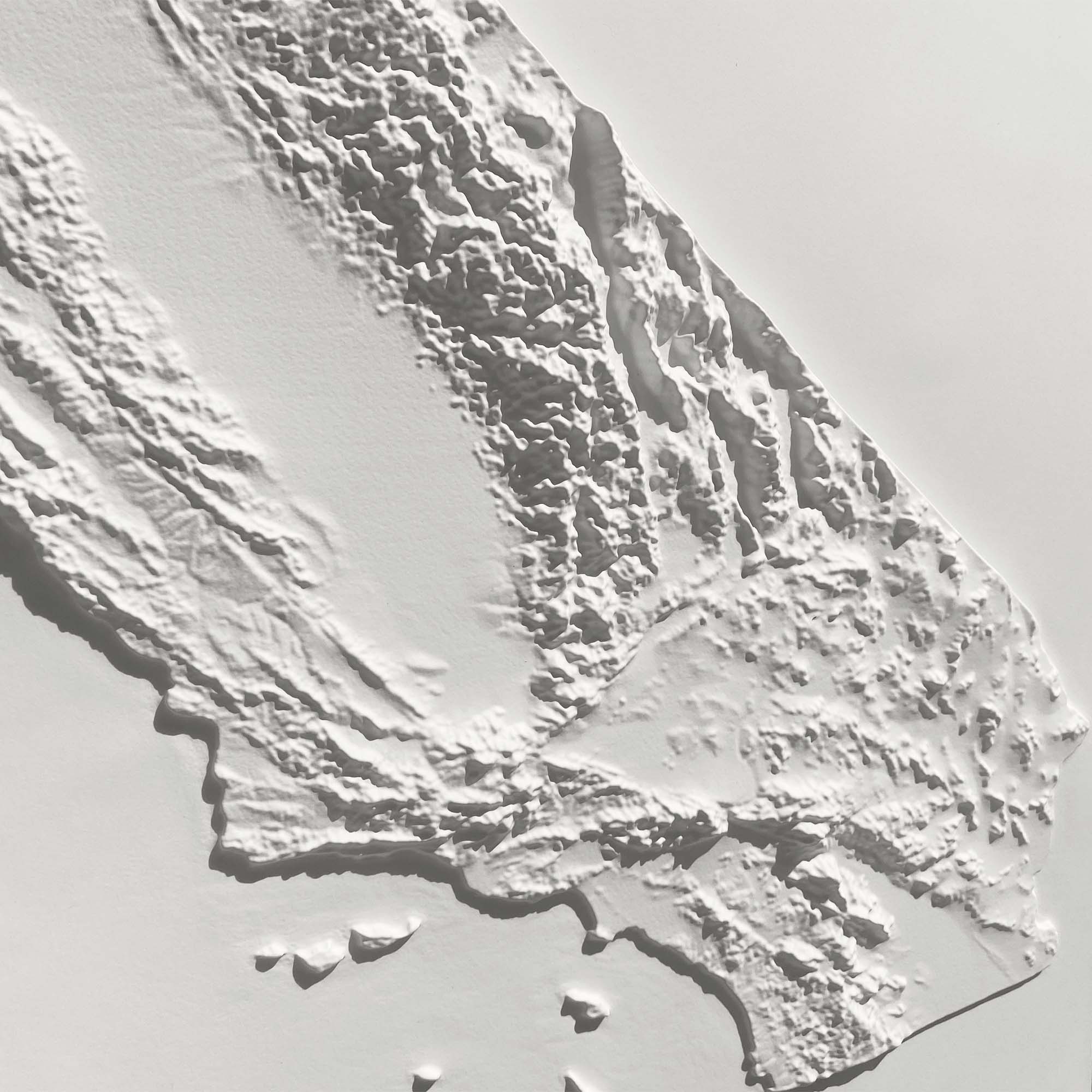 California – White 3D Raised Relief Map