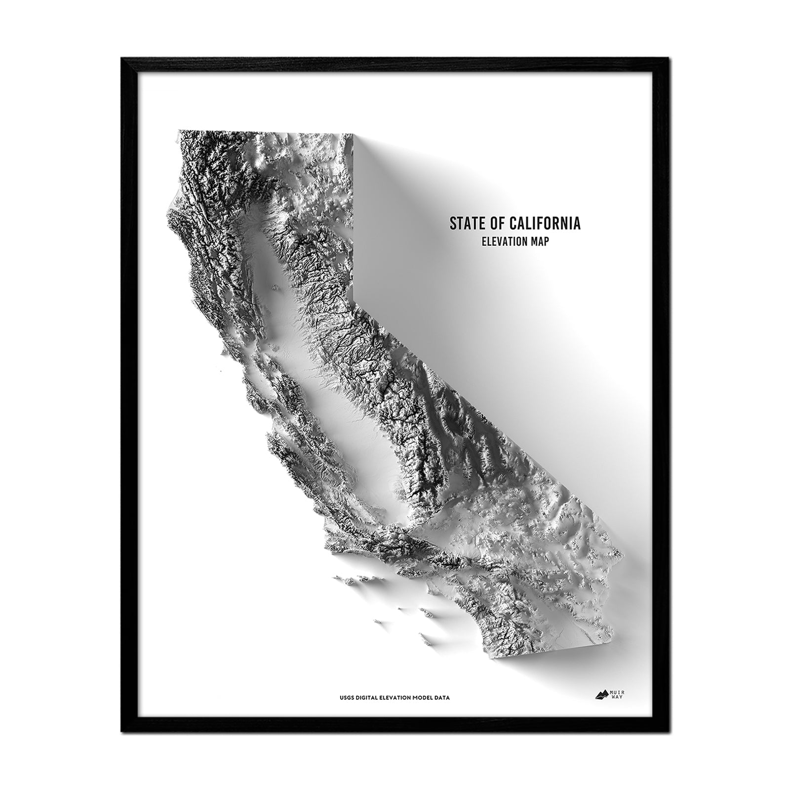 California Elevation Map - No Frame