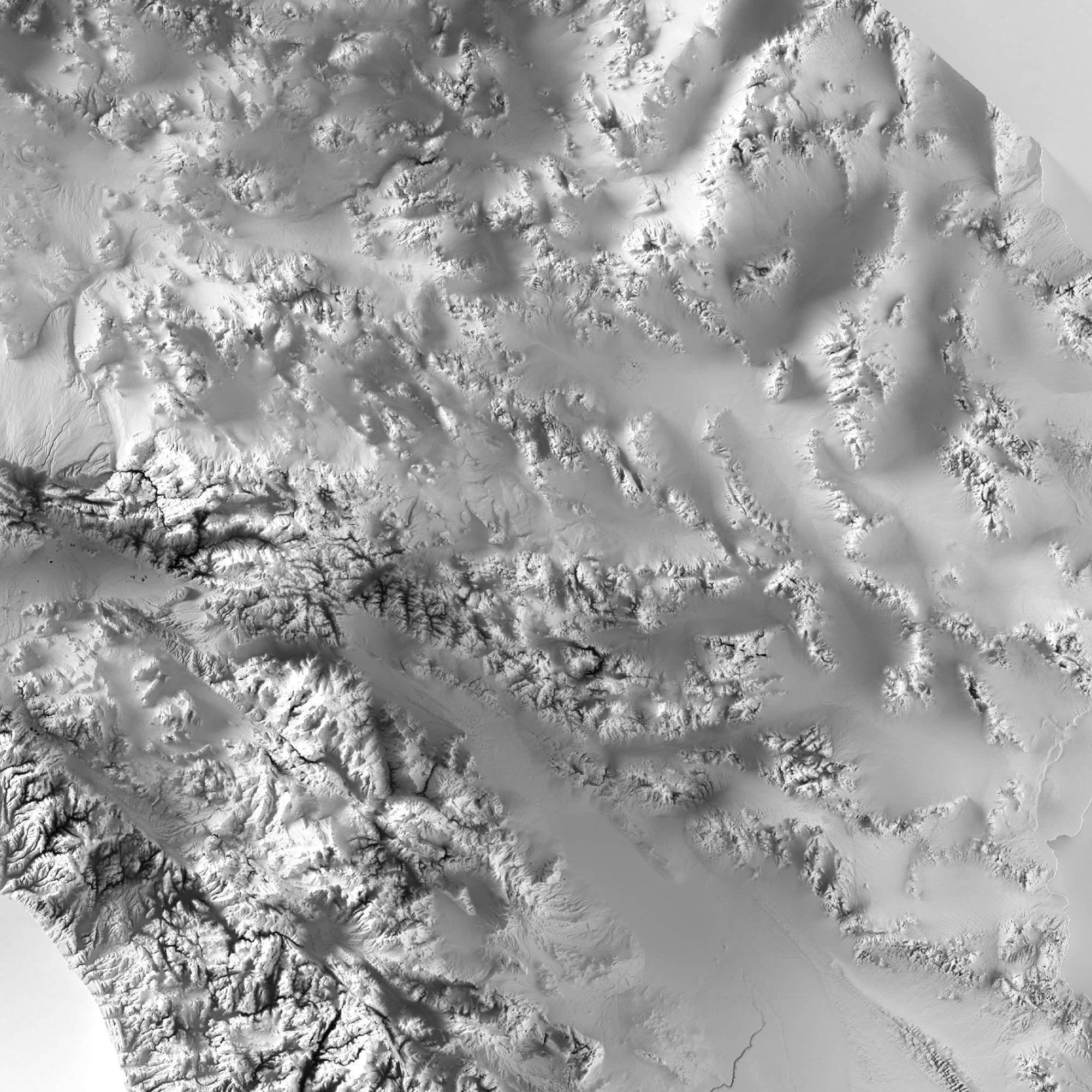 California Elevation Map - No Frame