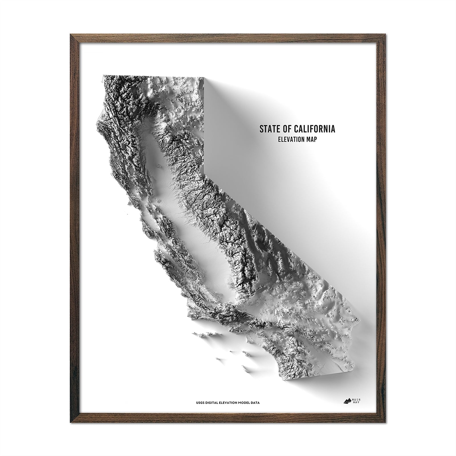 California Elevation Map - No Frame