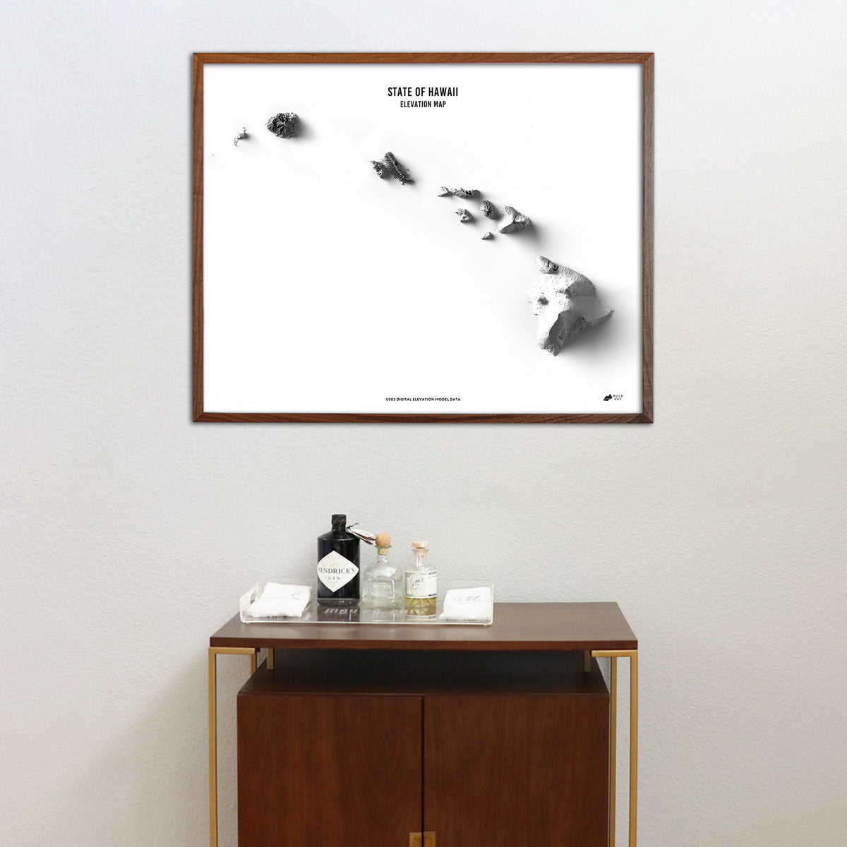 Hawaii Elevation Map - No Frame