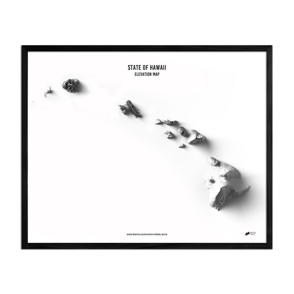 Hawaii Elevation Map - No Frame