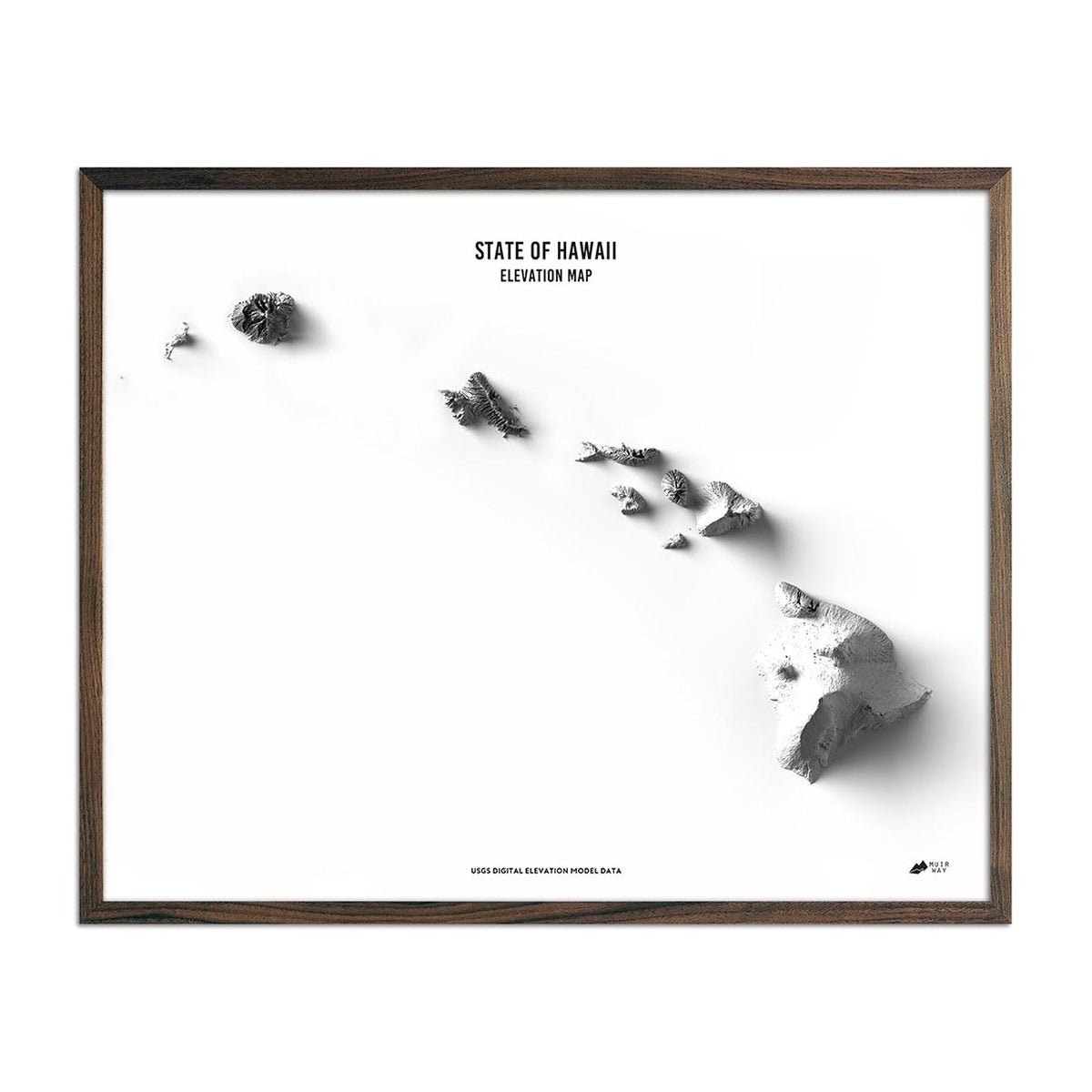Hawaii Elevation Map - No Frame