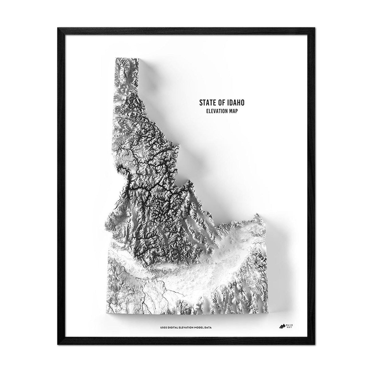 Idaho Elevation Map - No Frame