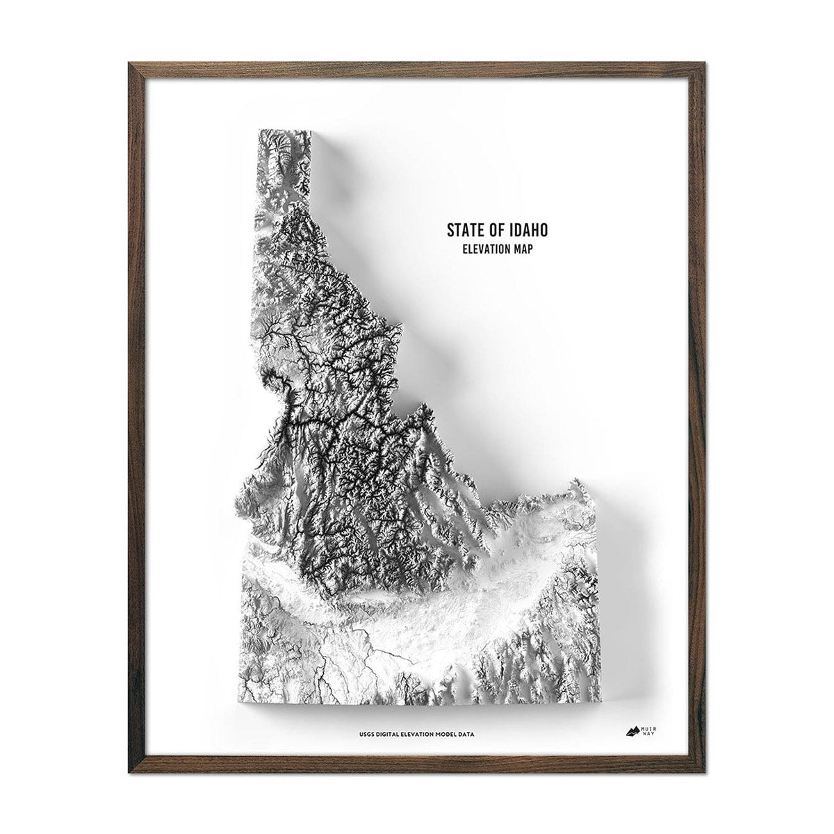 Idaho Elevation Map - No Frame