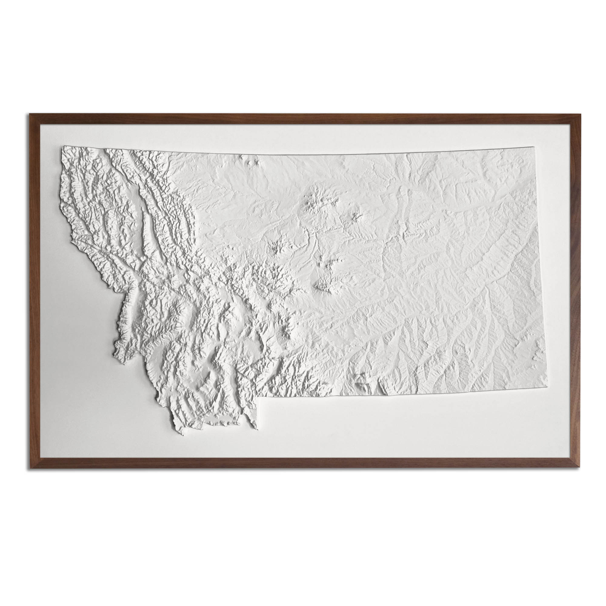 Montana - White 3D Raised Relief Map