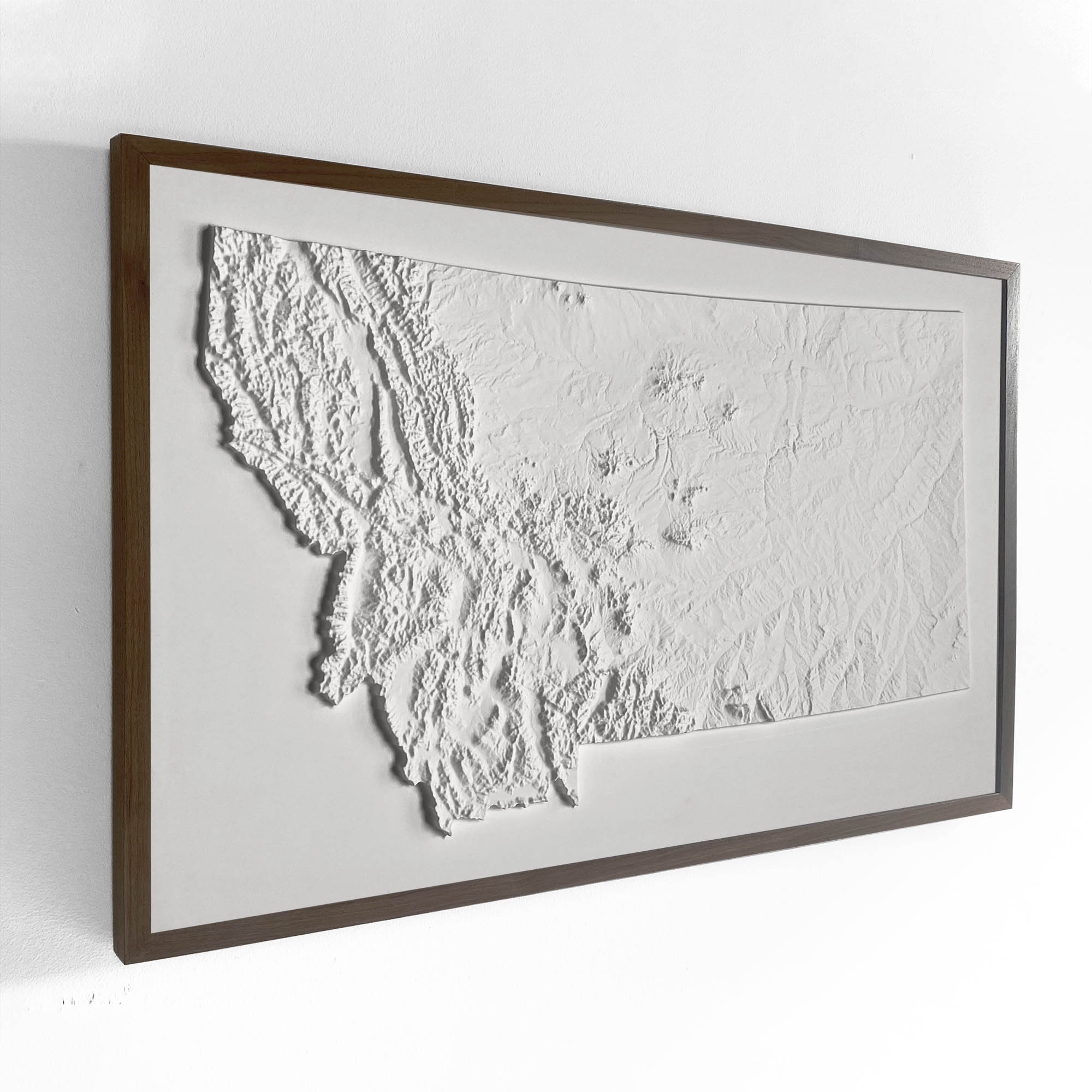 Montana - White 3D Raised Relief Map