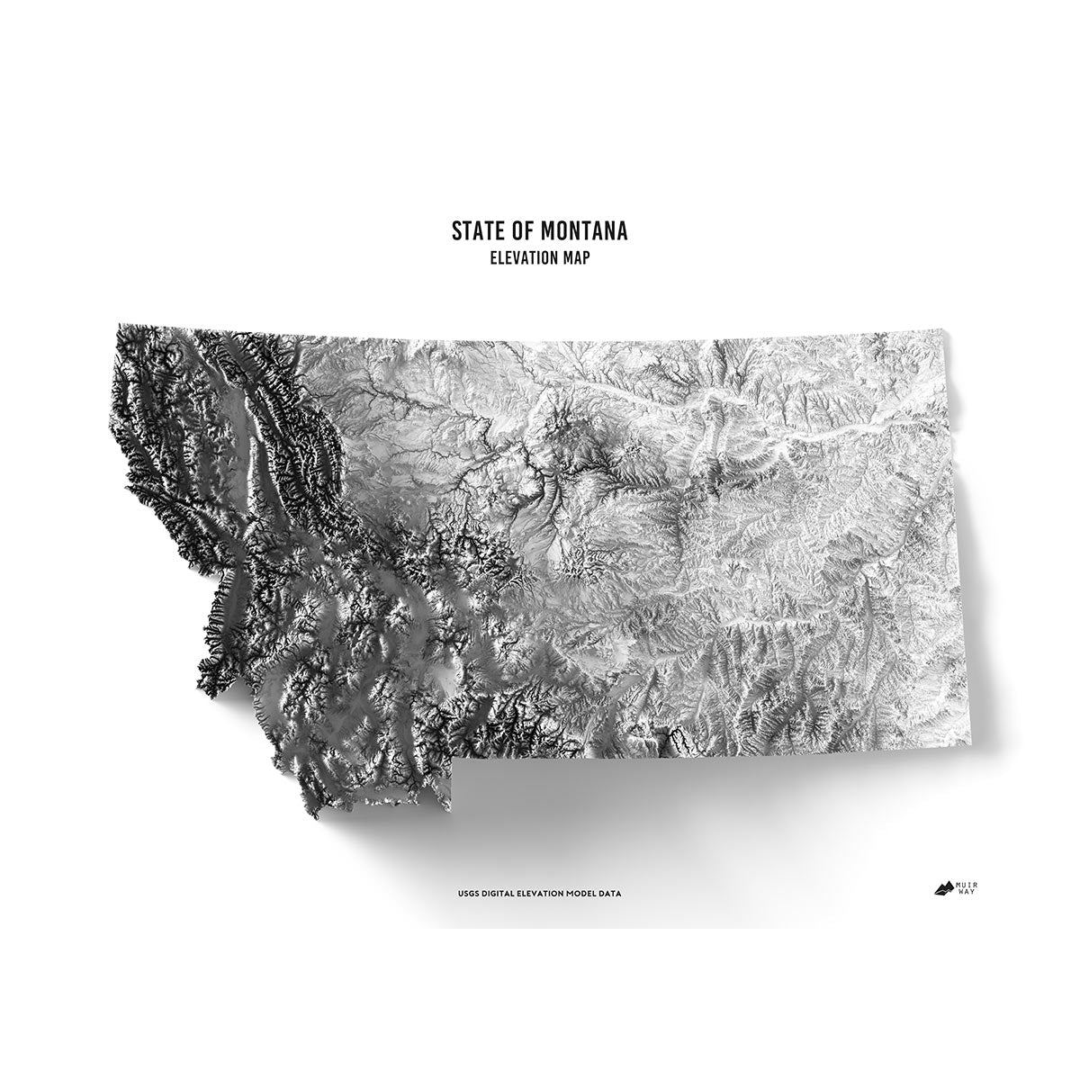 Montana Elevation Map - No Frame