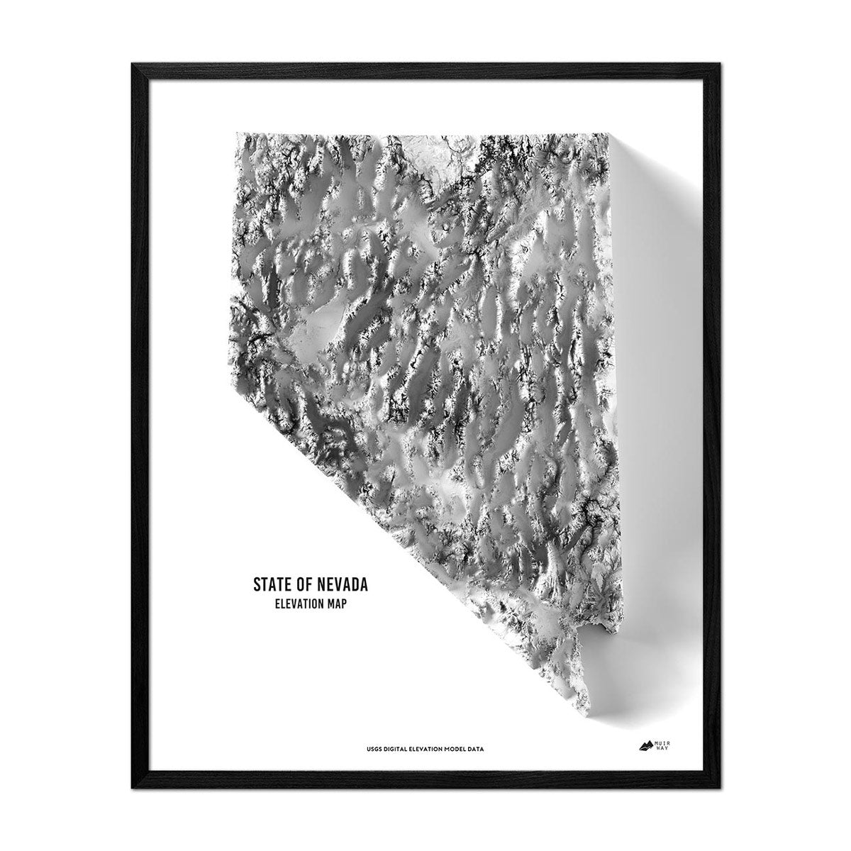 Nevada Elevation Map - No Frame