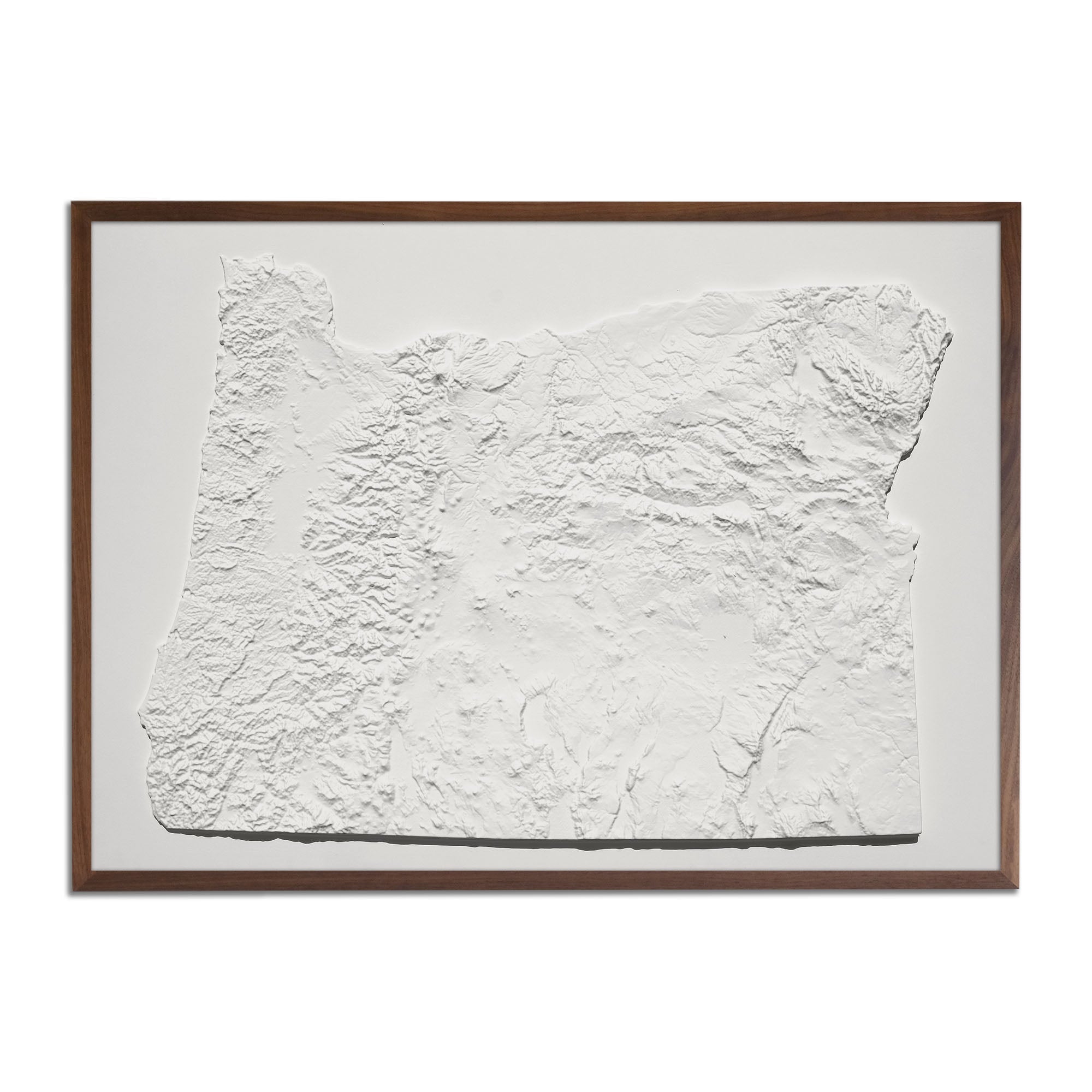 Oregon - White 3D Raised Relief Map