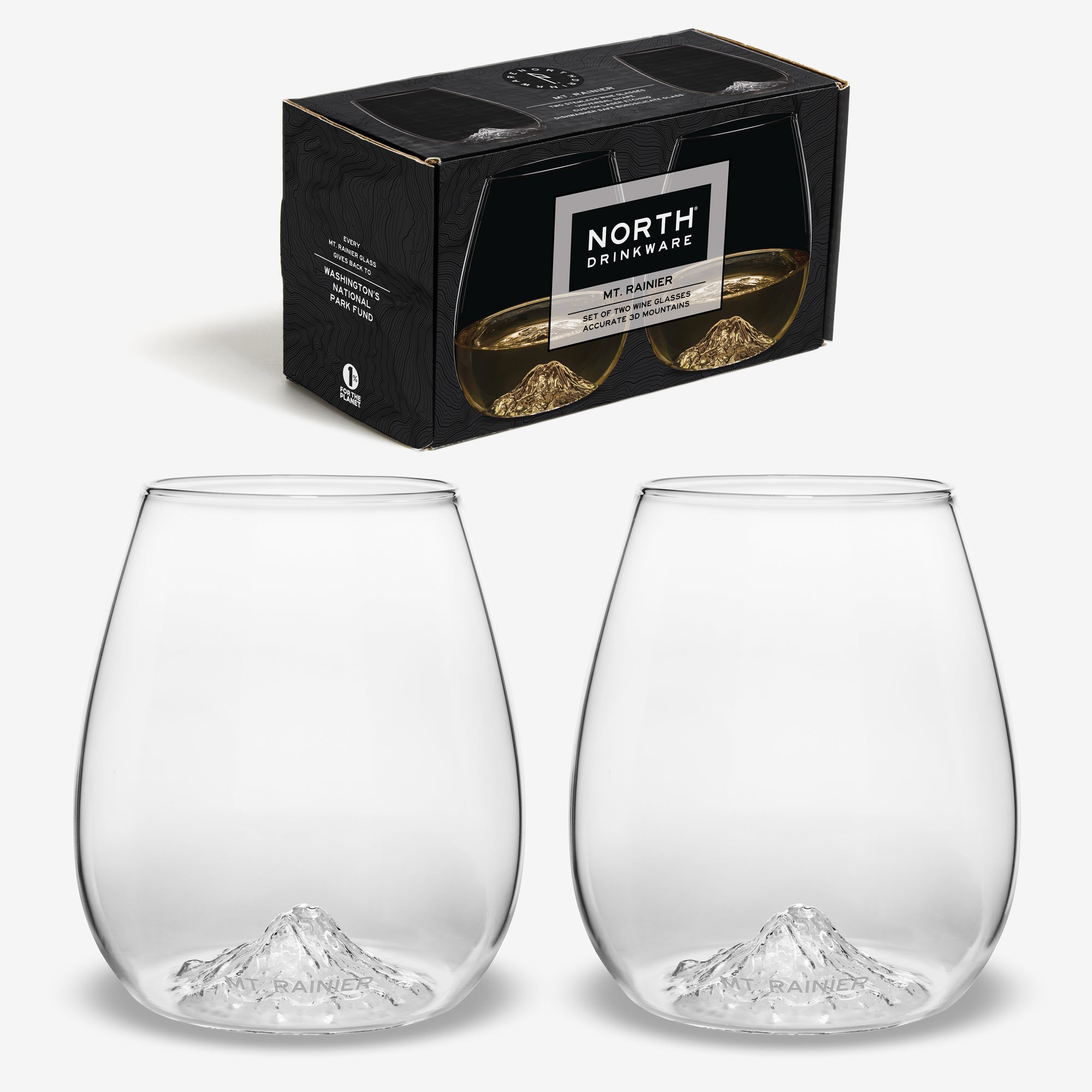 Mt. Rainier Wine Glass Set of 2