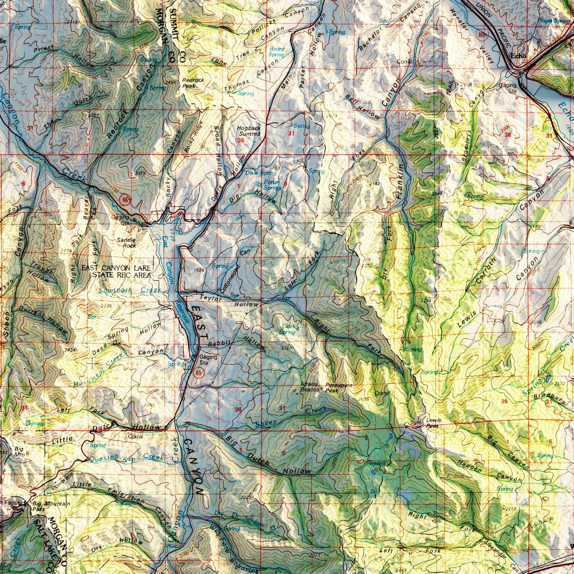 Salt Lake City, Utah 1980 Shaded Relief Map - No Frame