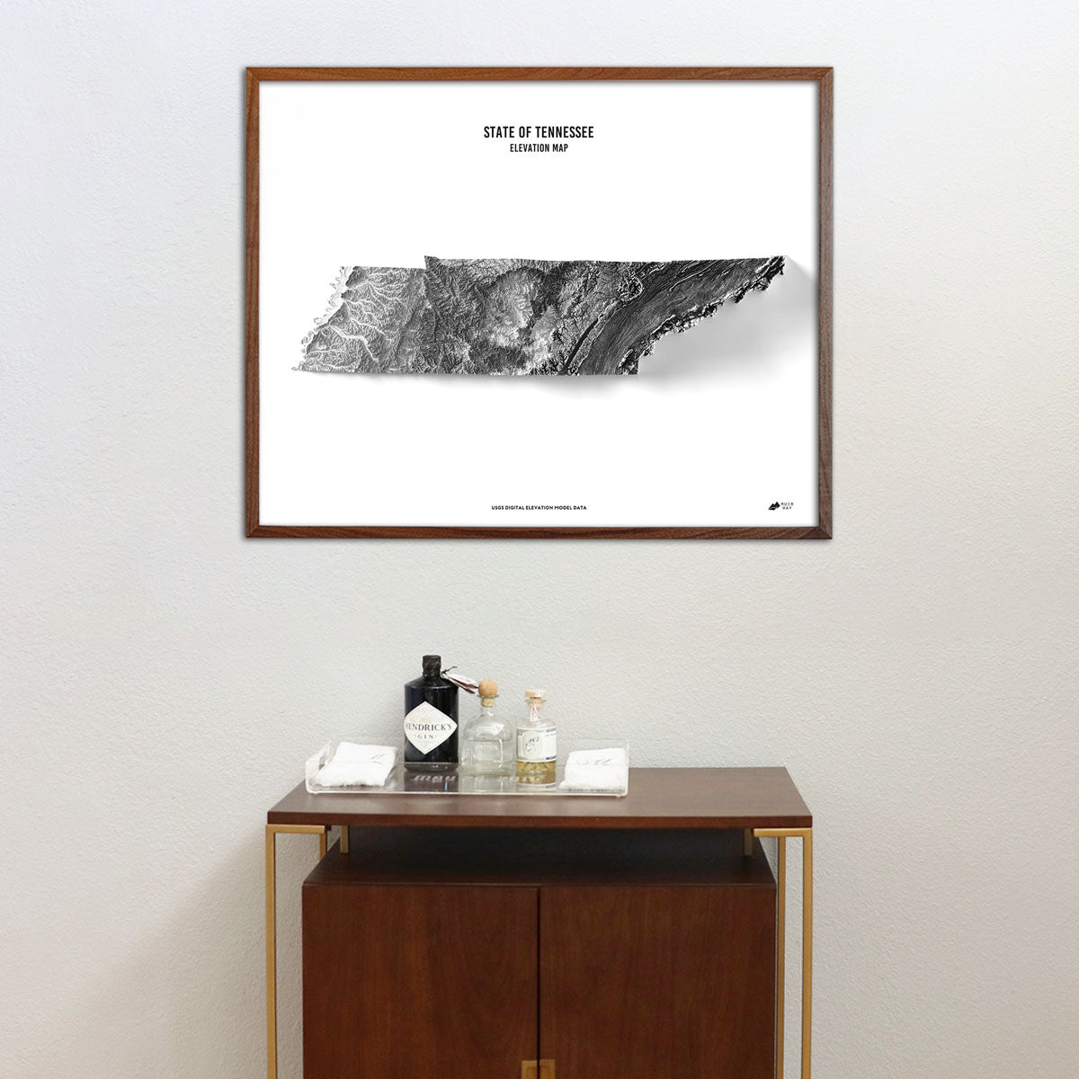 Tennessee Elevation Map - No Frame