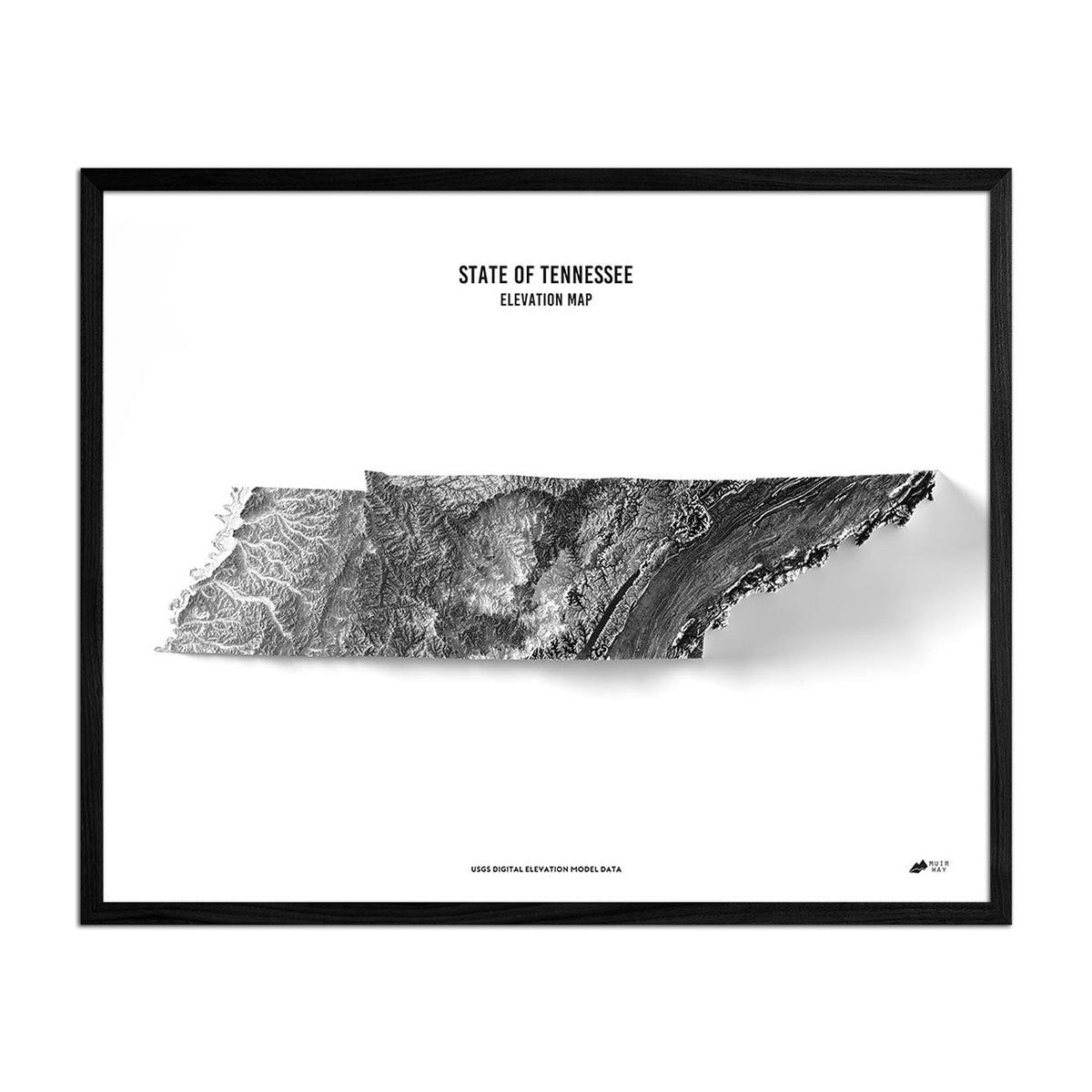 Tennessee Elevation Map - No Frame