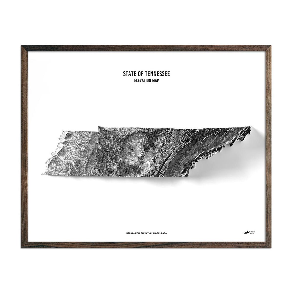 Tennessee Elevation Map - No Frame
