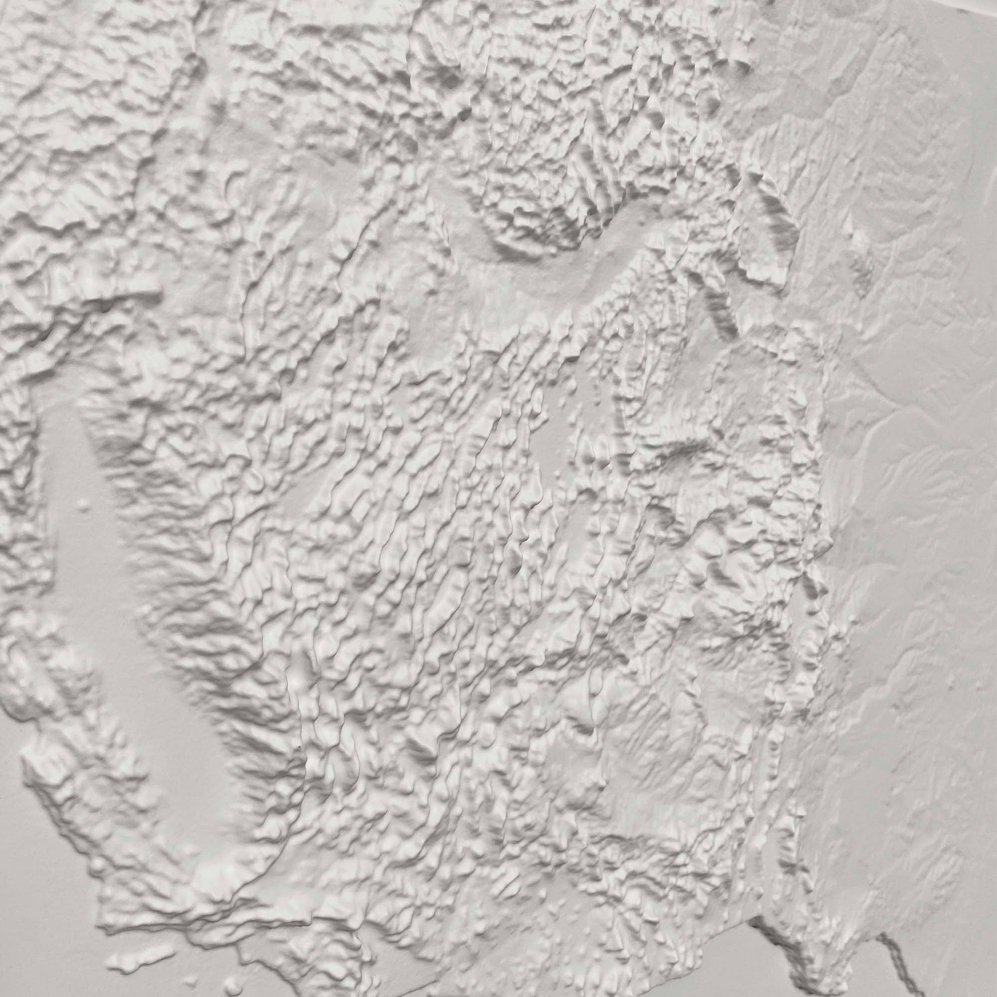 USA - White 3D Raised Relief Map