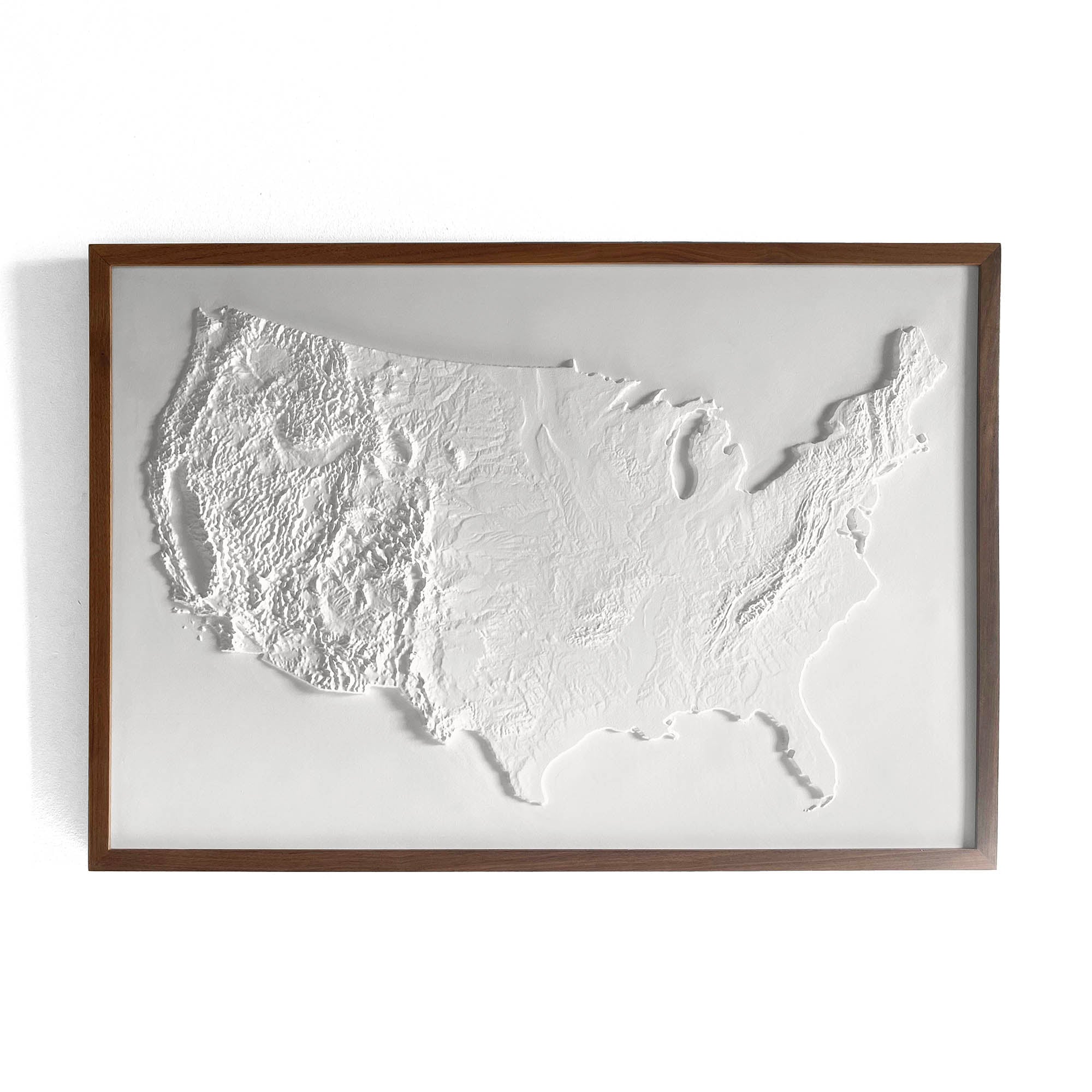 USA - White 3D Raised Relief Map