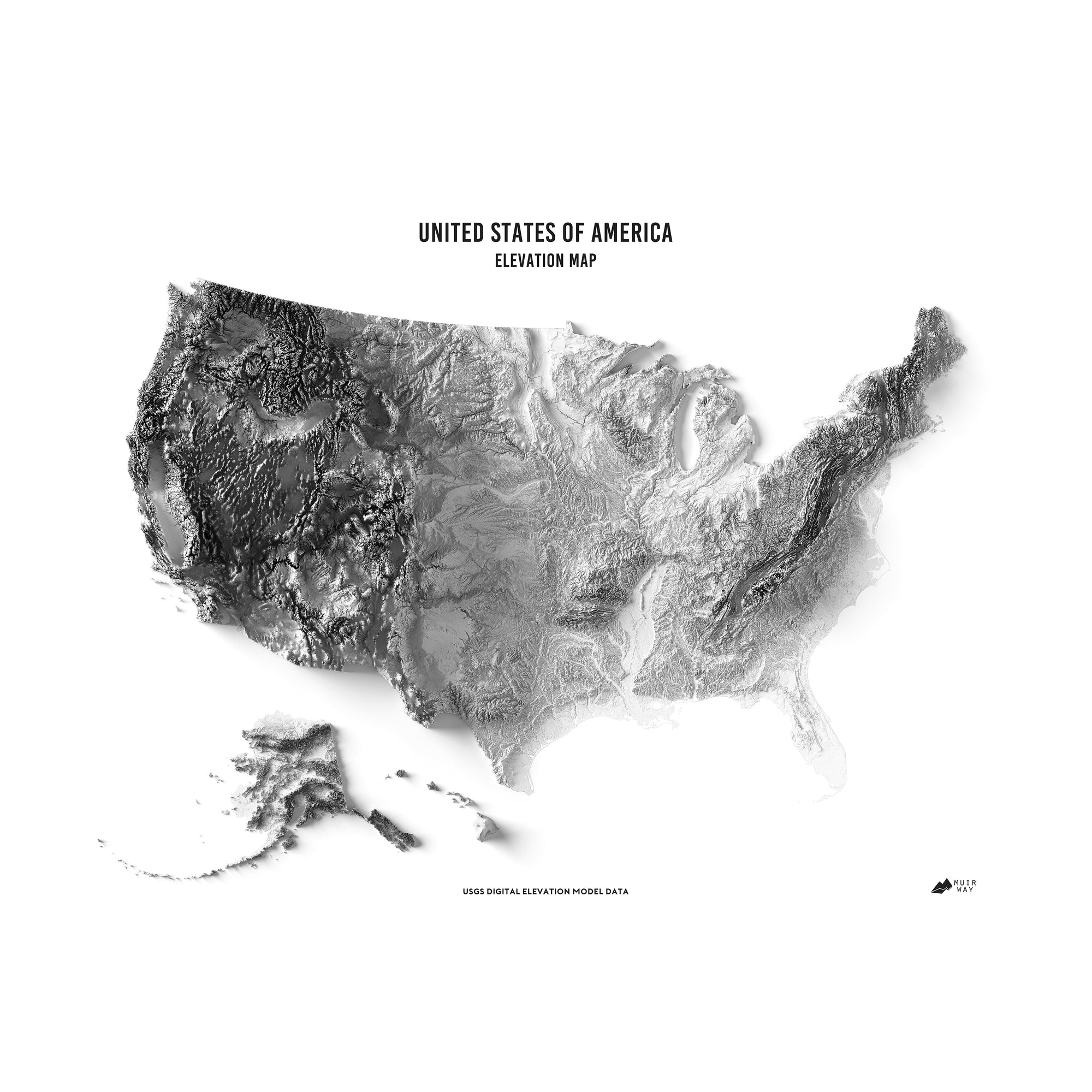 USA Elevation Map - No Frame