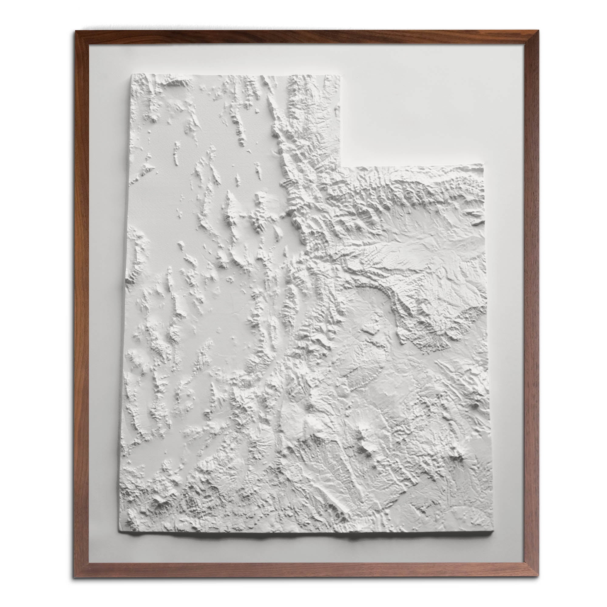 Utah - White 3D Raised Relief Map