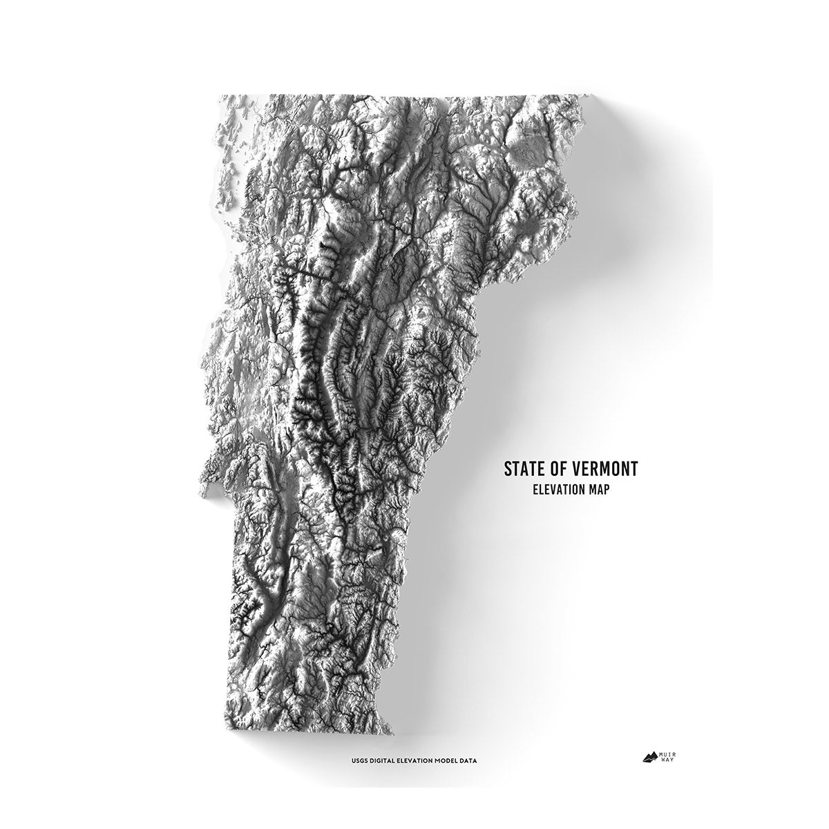 Vermont Elevation Map - No Frame