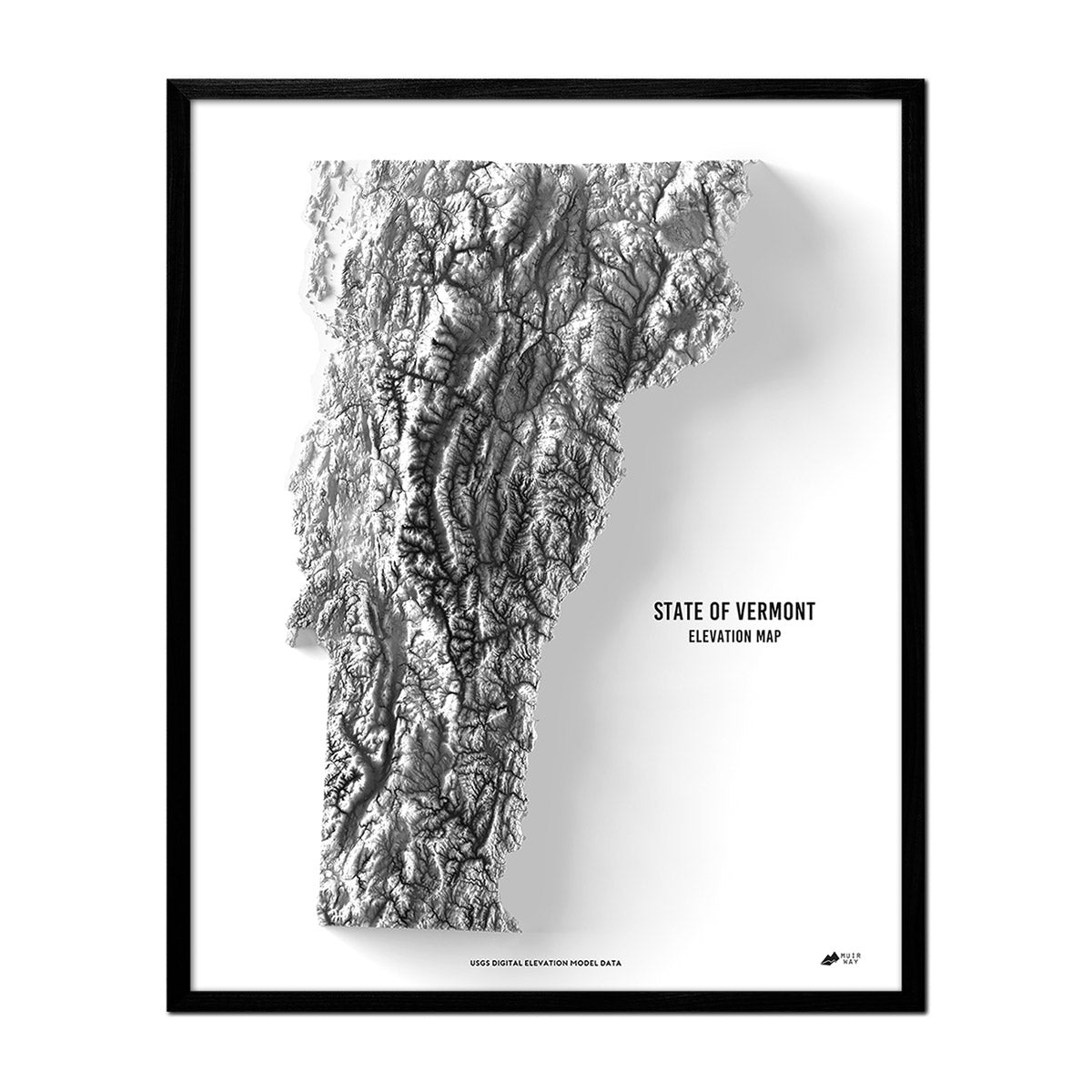 Vermont Elevation Map - No Frame