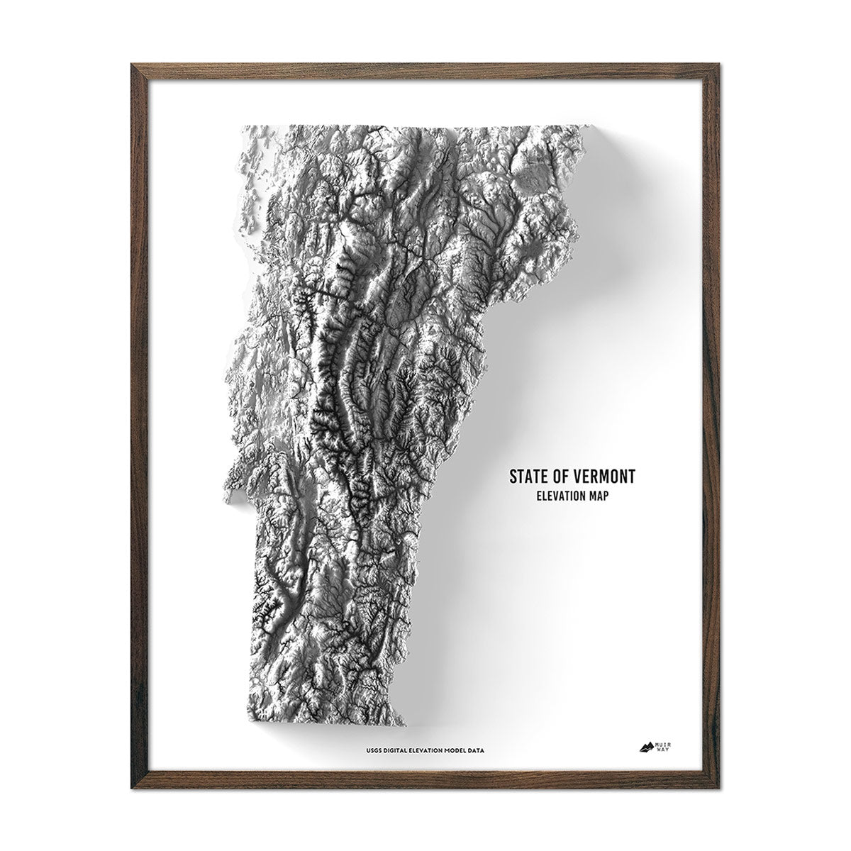 Vermont Elevation Map - No Frame