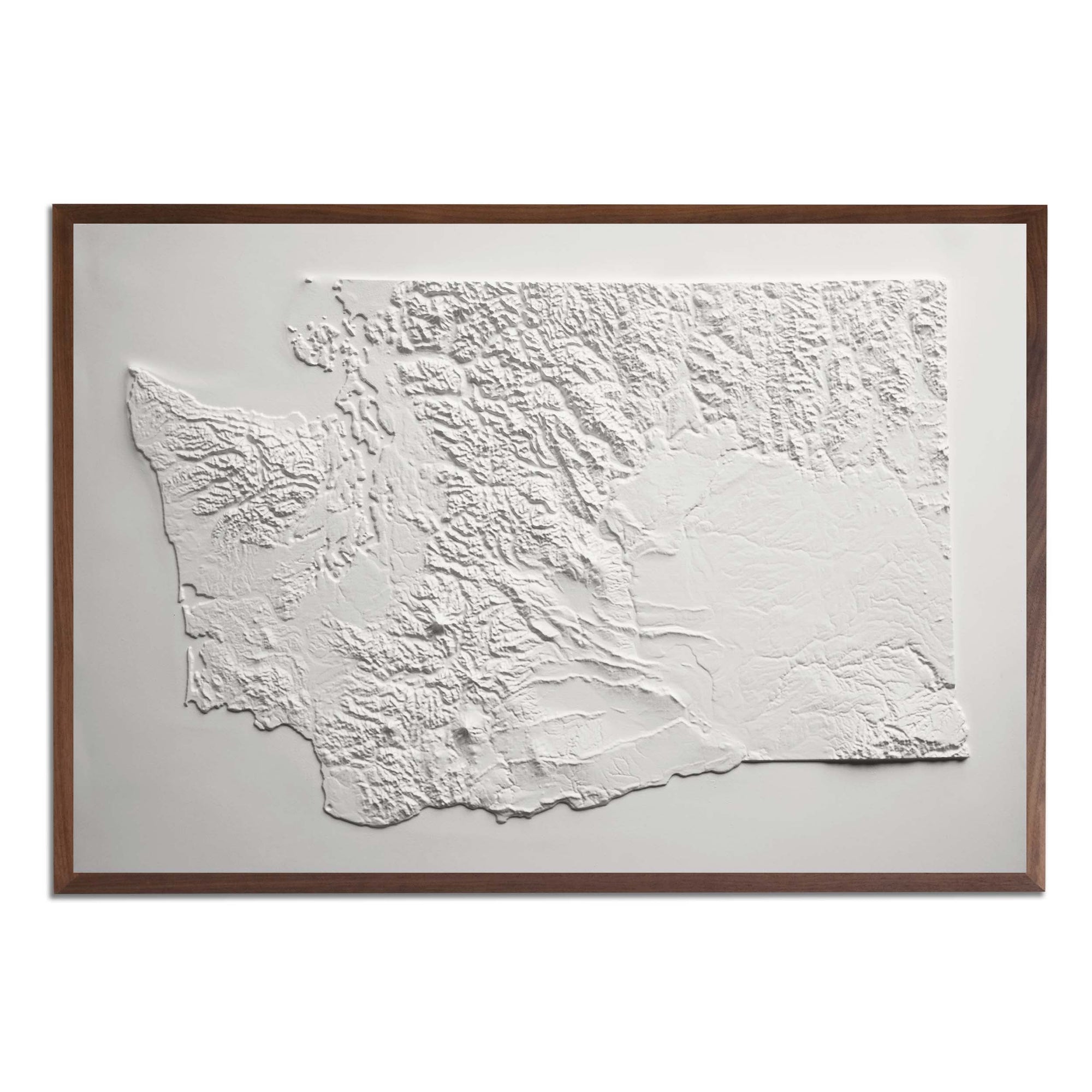 Washington - White 3D Raised Relief Map