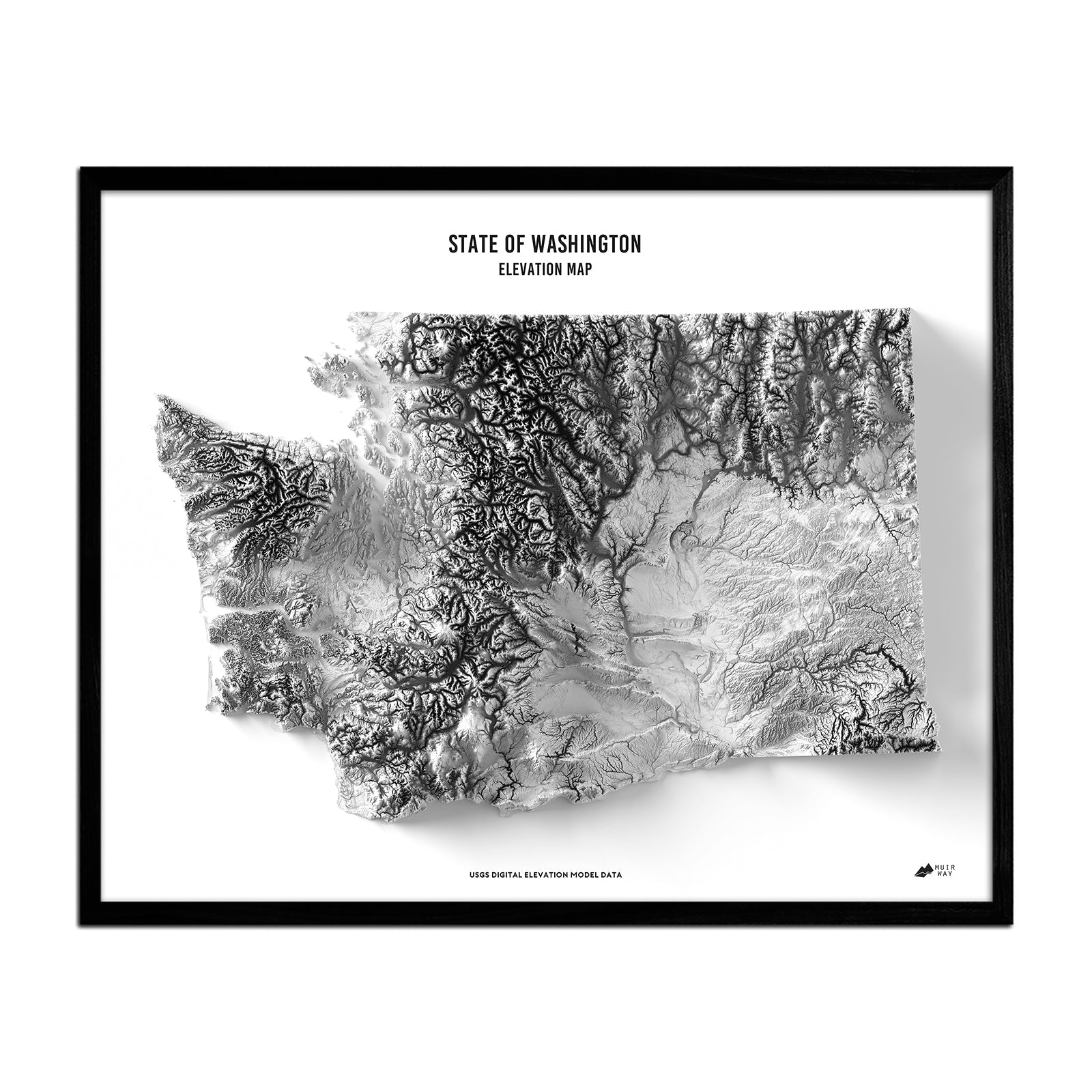 Washington Elevation Map - No Frame