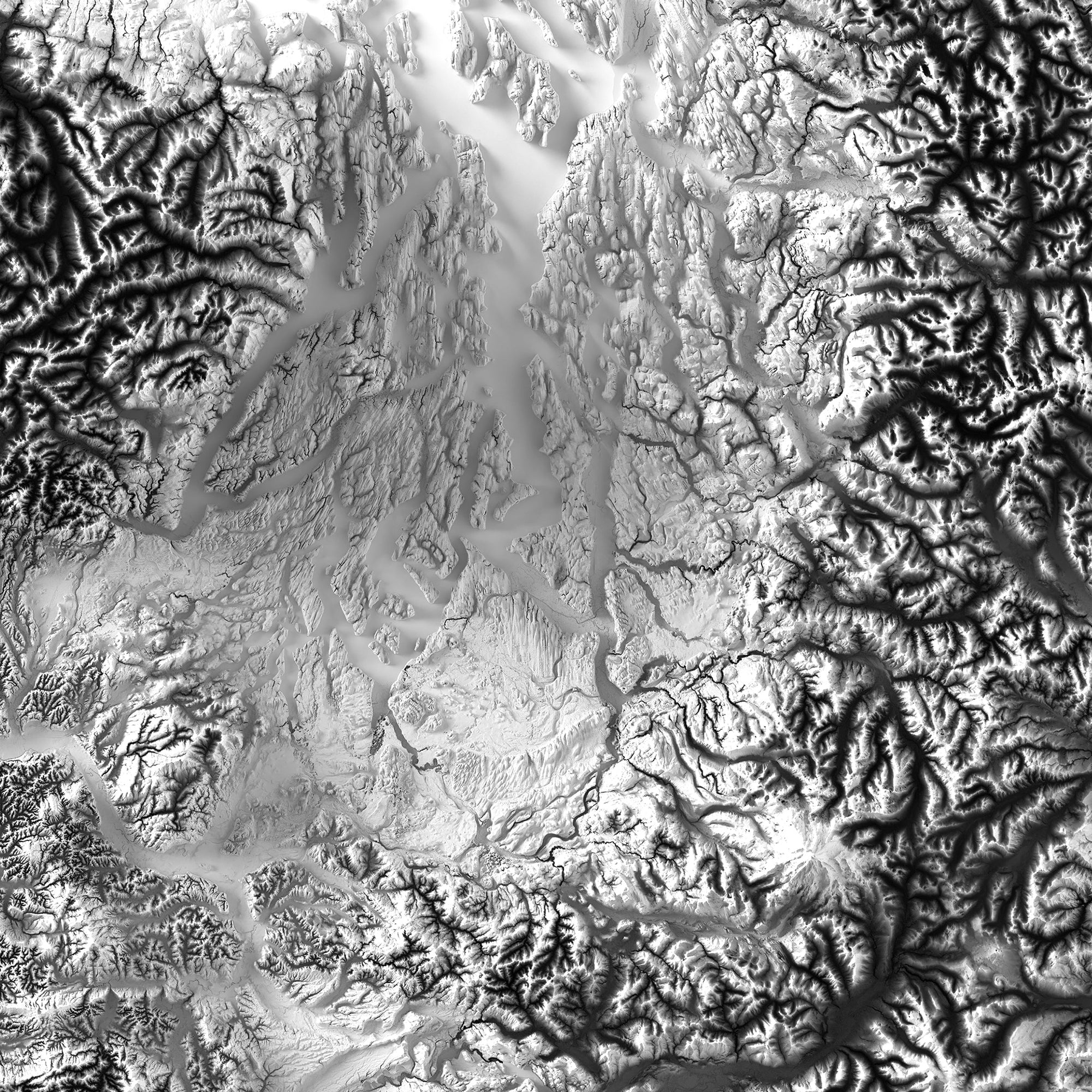 Washington Elevation Map - No Frame