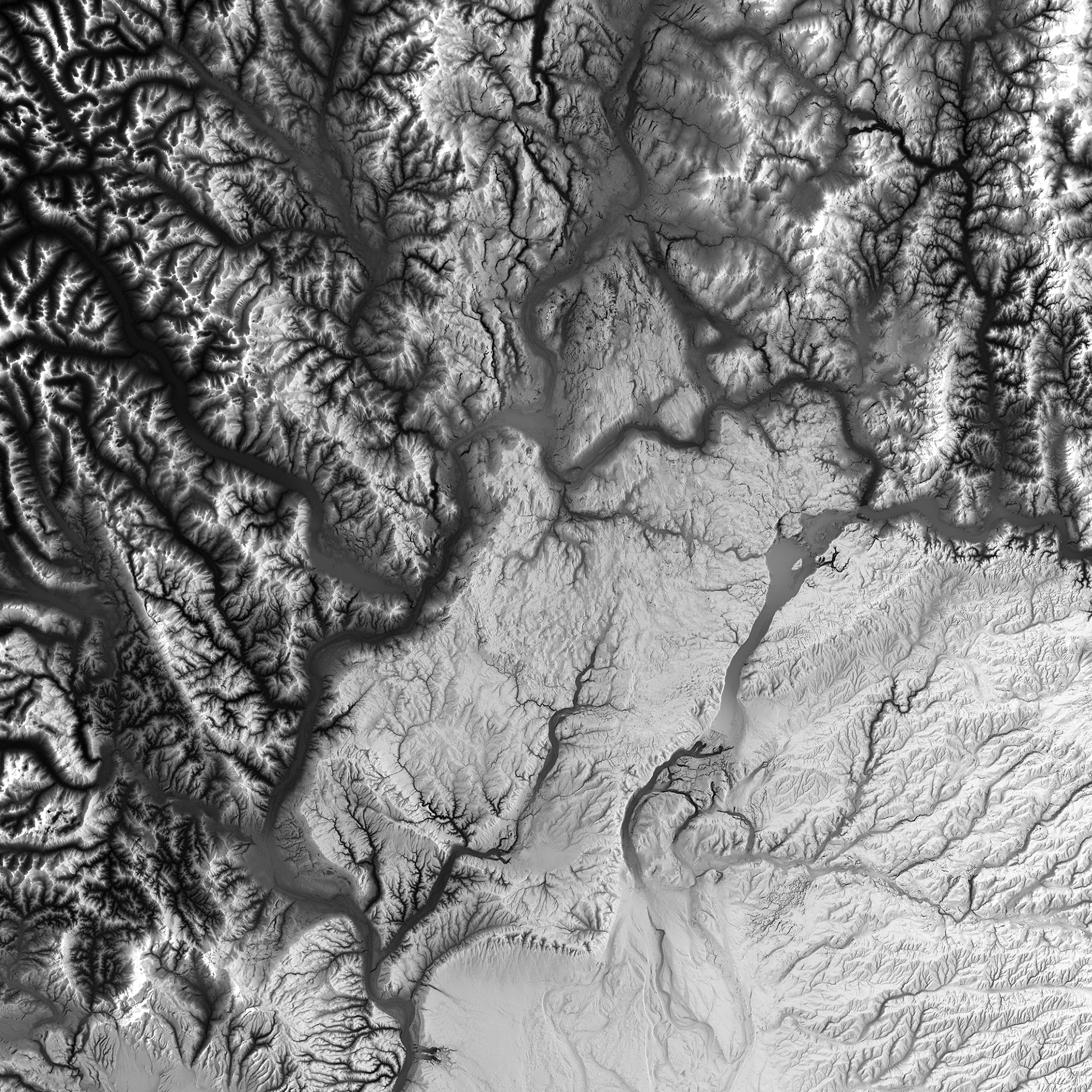 Washington Elevation Map - No Frame