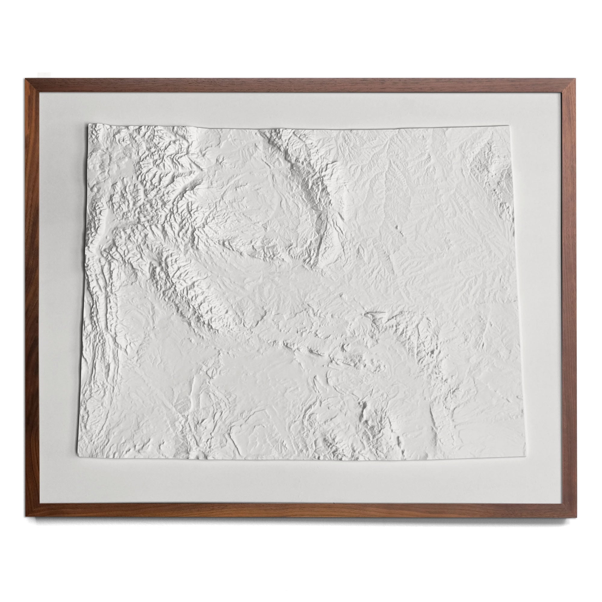 Wyoming - White 3D Raised Relief Map