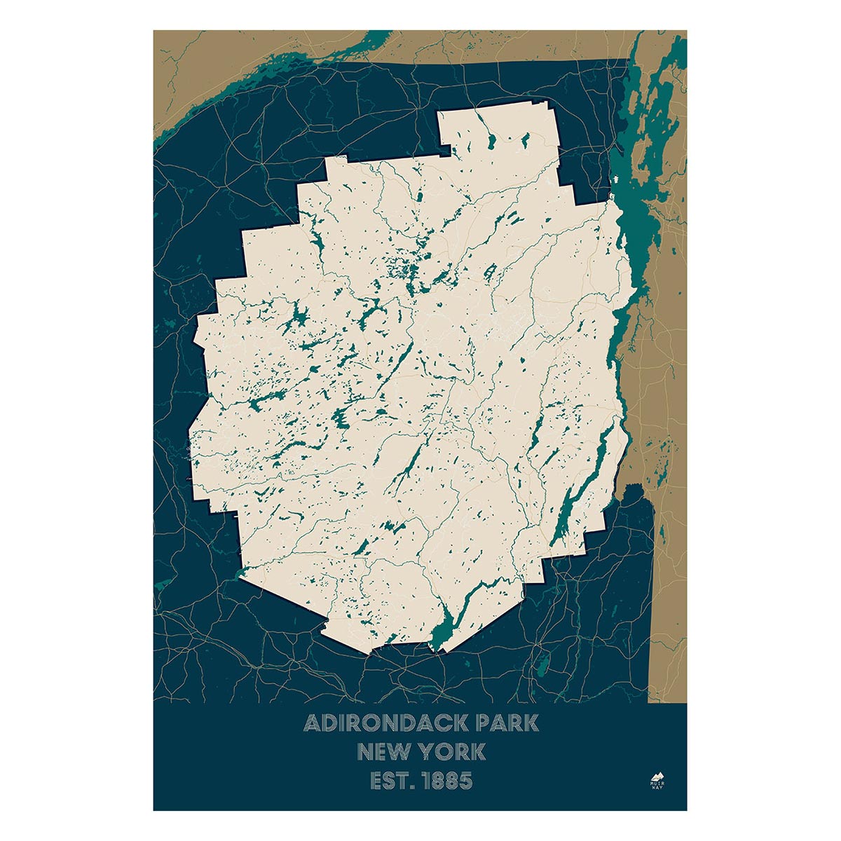 Adirondack Park Map - No Frame - North Drinkware