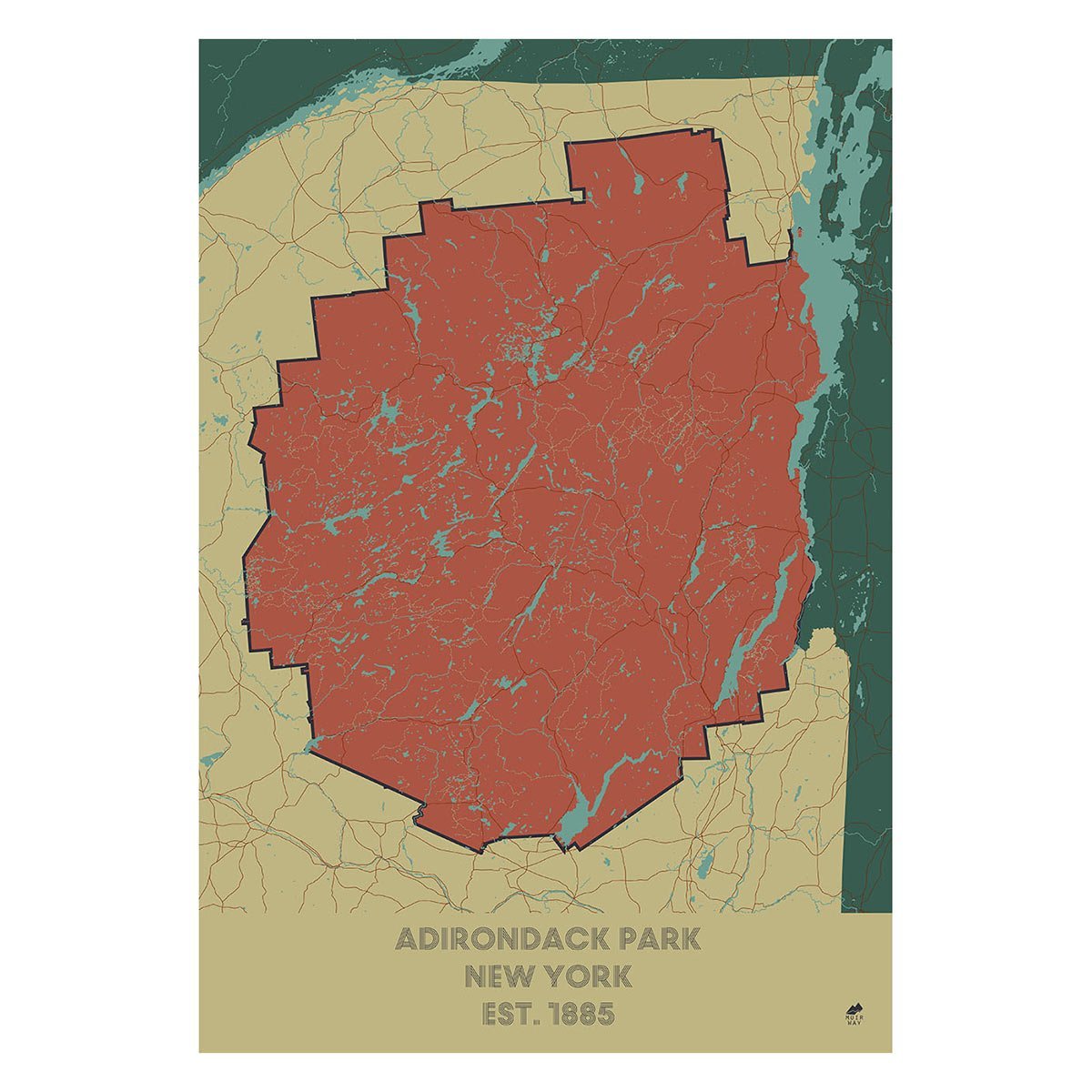 Adirondack Park Map - No Frame - North Drinkware