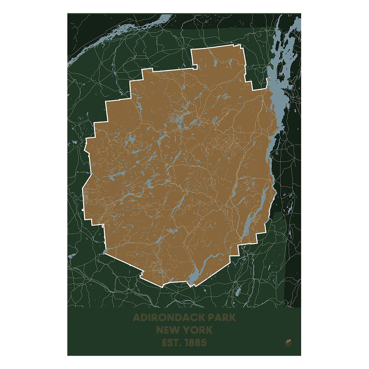 Adirondack Park Map - No Frame - North Drinkware