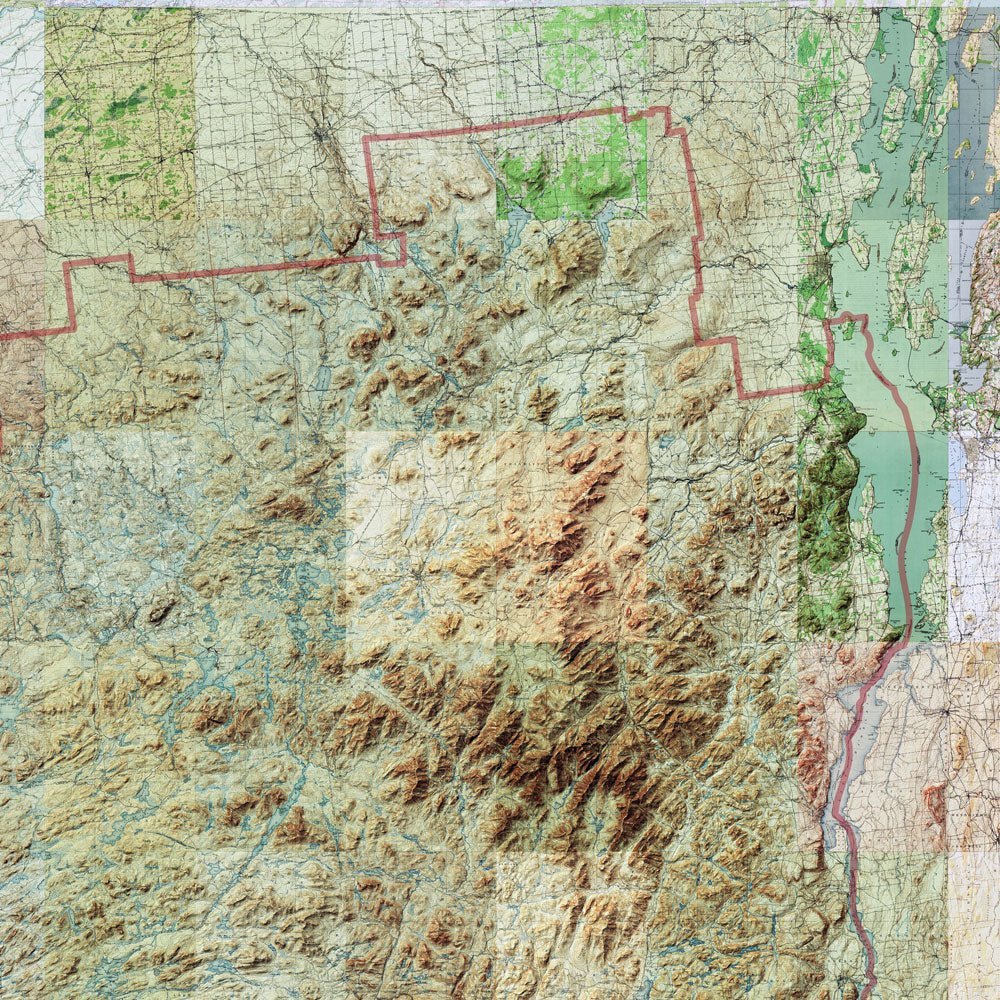 Adirondack Shaded Relief Map - No Frame - North Drinkware