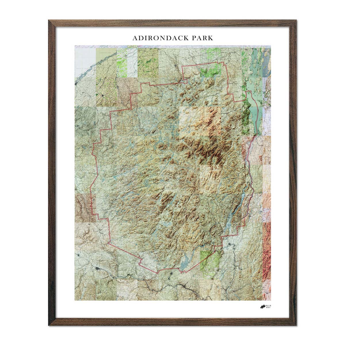 Adirondack Shaded Relief Map - No Frame - North Drinkware