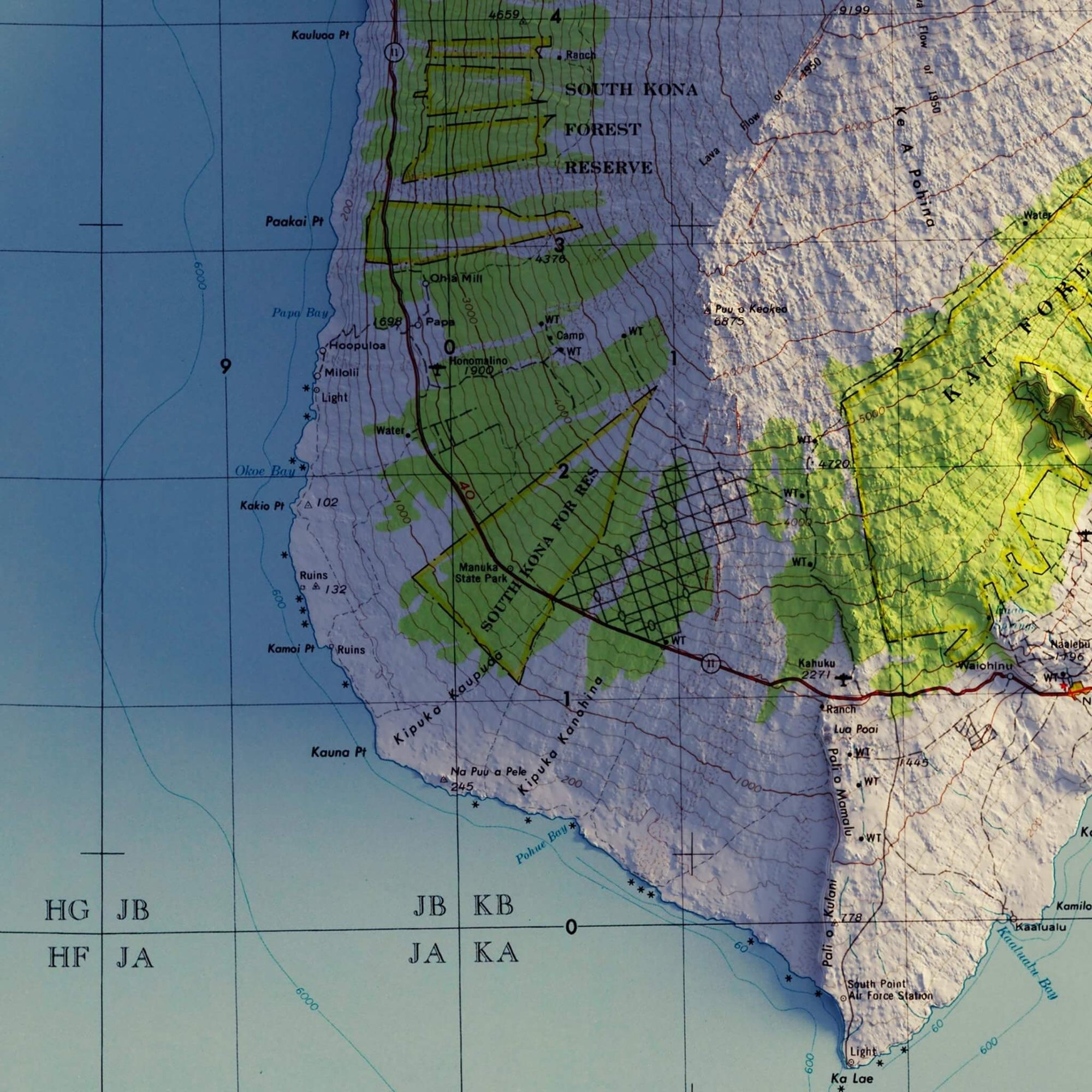 Big Island, Hawaii 1975 Shaded Relief Map - No Frame - North Drinkware