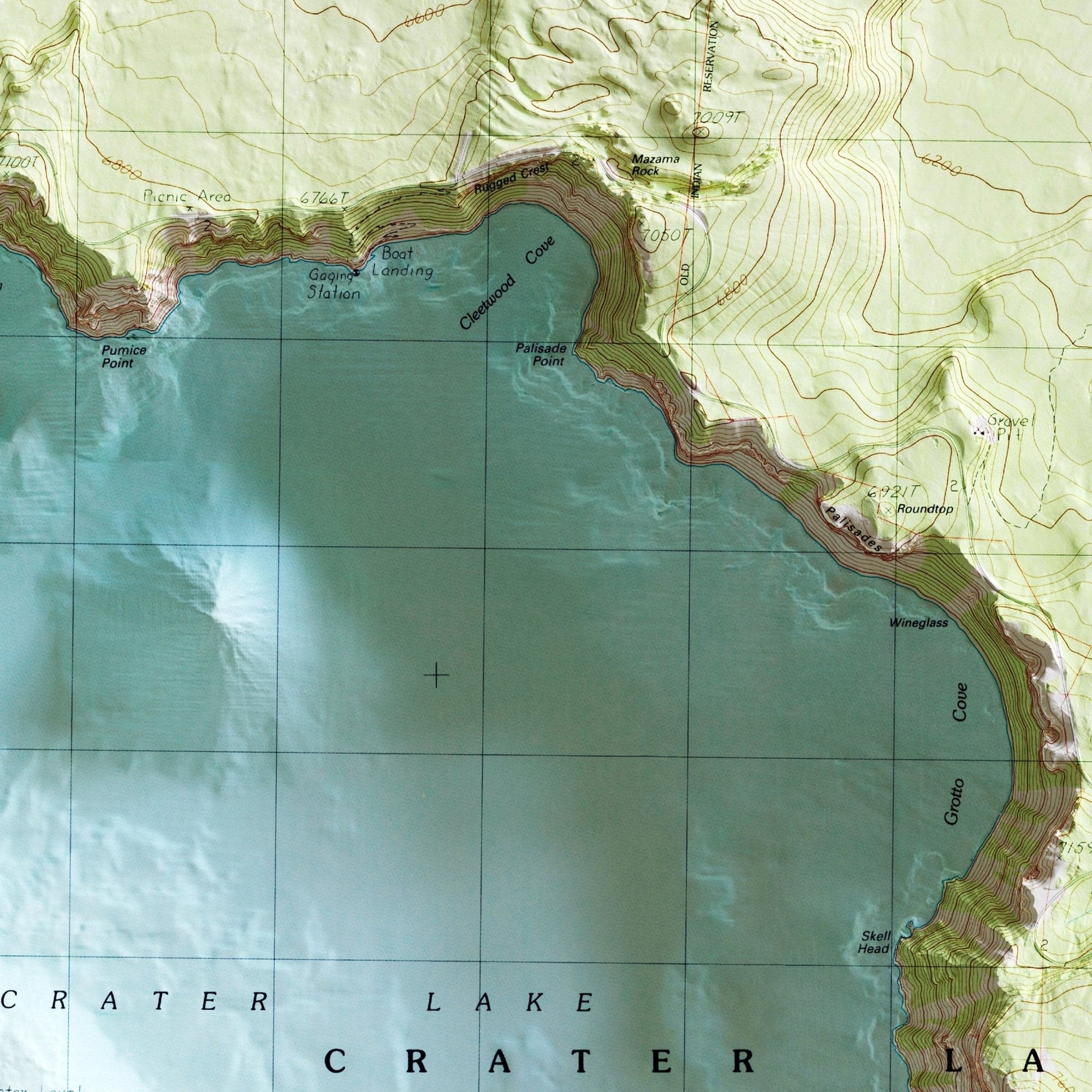 Crater Lake 1985 Shaded Relief Map - No Frame - North Drinkware