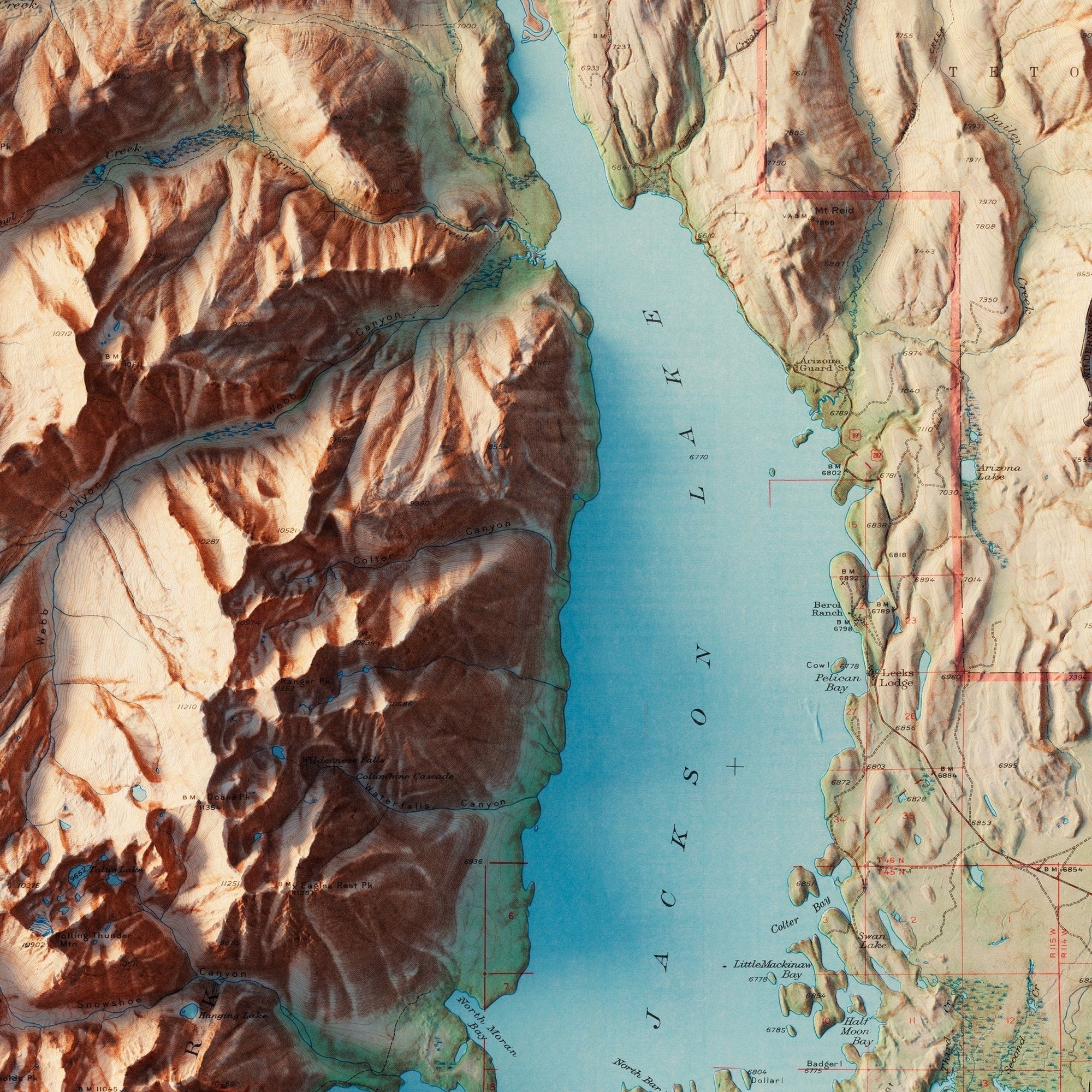 Grand Teton National Park 1965 Shaded Relief Map - No Frame - North Drinkware