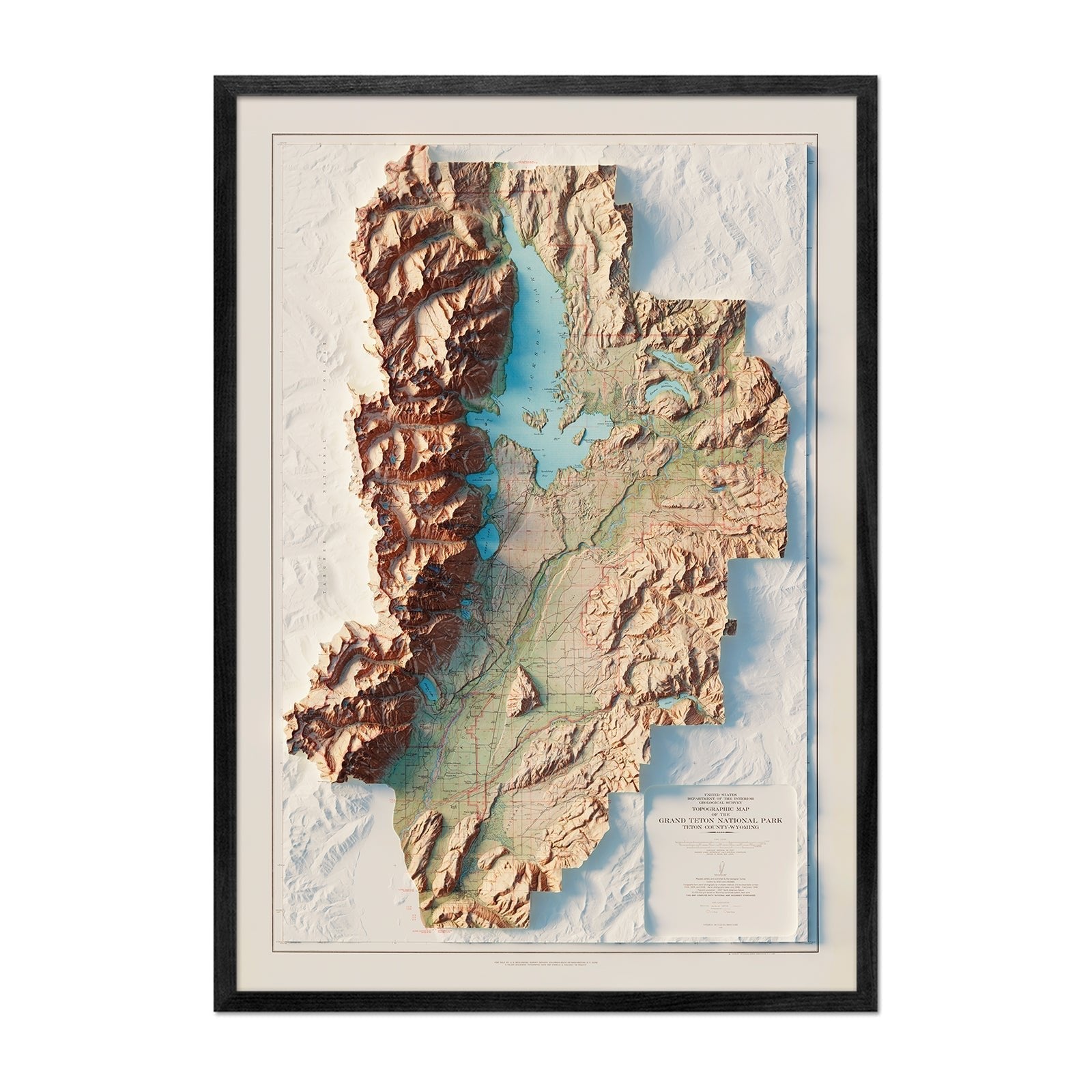 Grand Teton National Park 1965 Shaded Relief Map - No Frame - North Drinkware