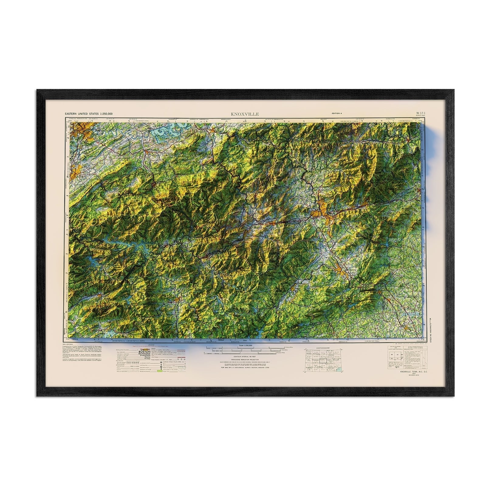 Great Smoky Mountains 1957 Shaded Relief Map - No Frame - North Drinkware