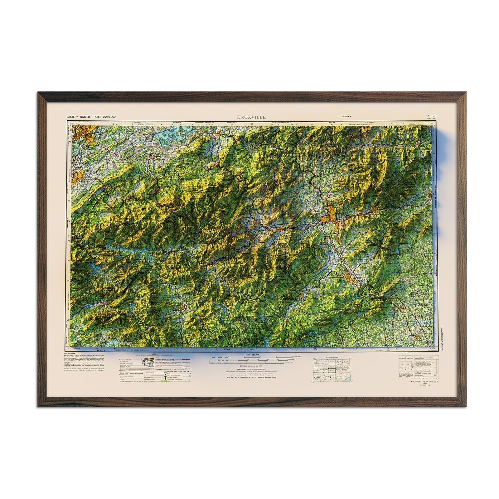 Great Smoky Mountains 1957 Shaded Relief Map - No Frame - North Drinkware