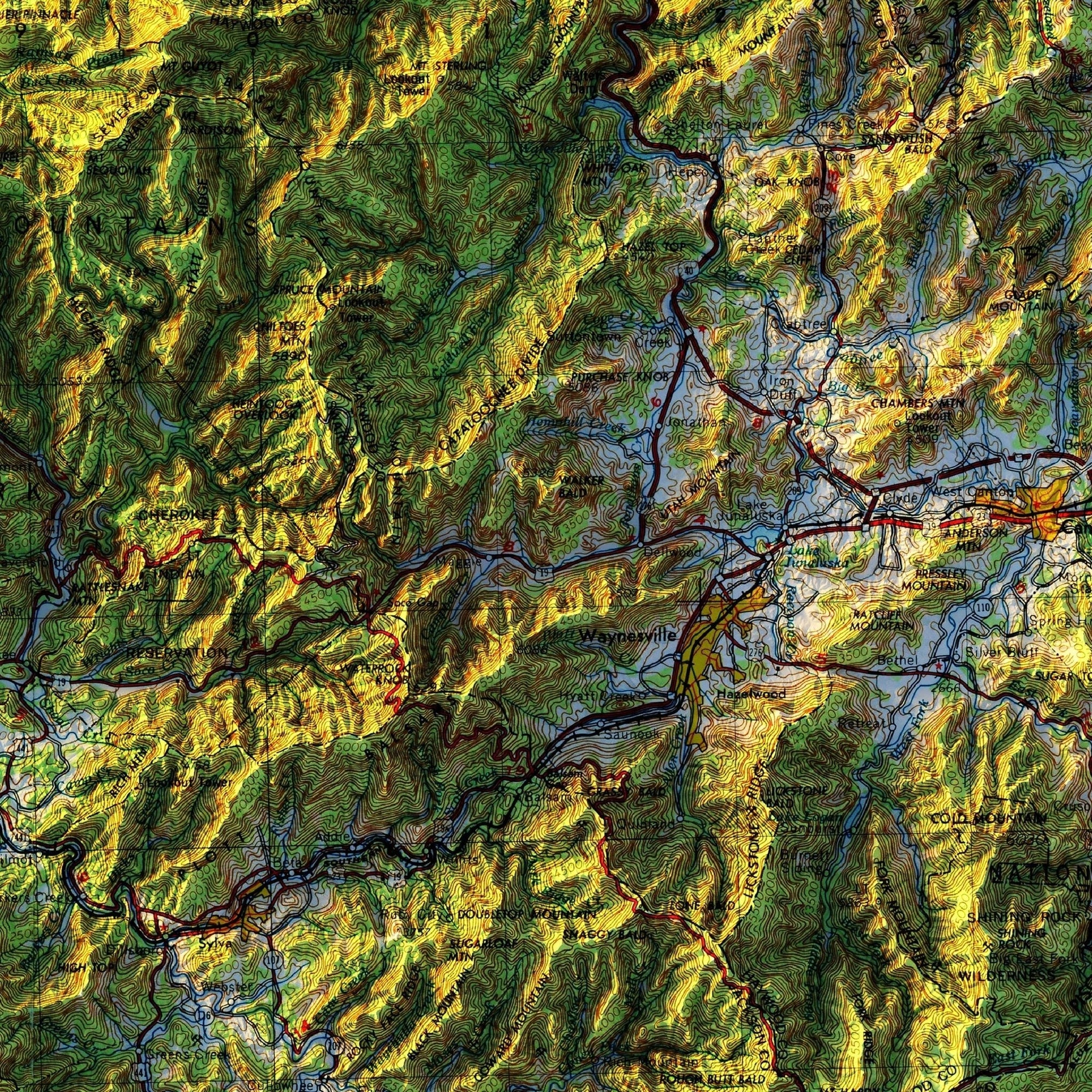 Great Smoky Mountains 1957 Shaded Relief Map - No Frame - North Drinkware