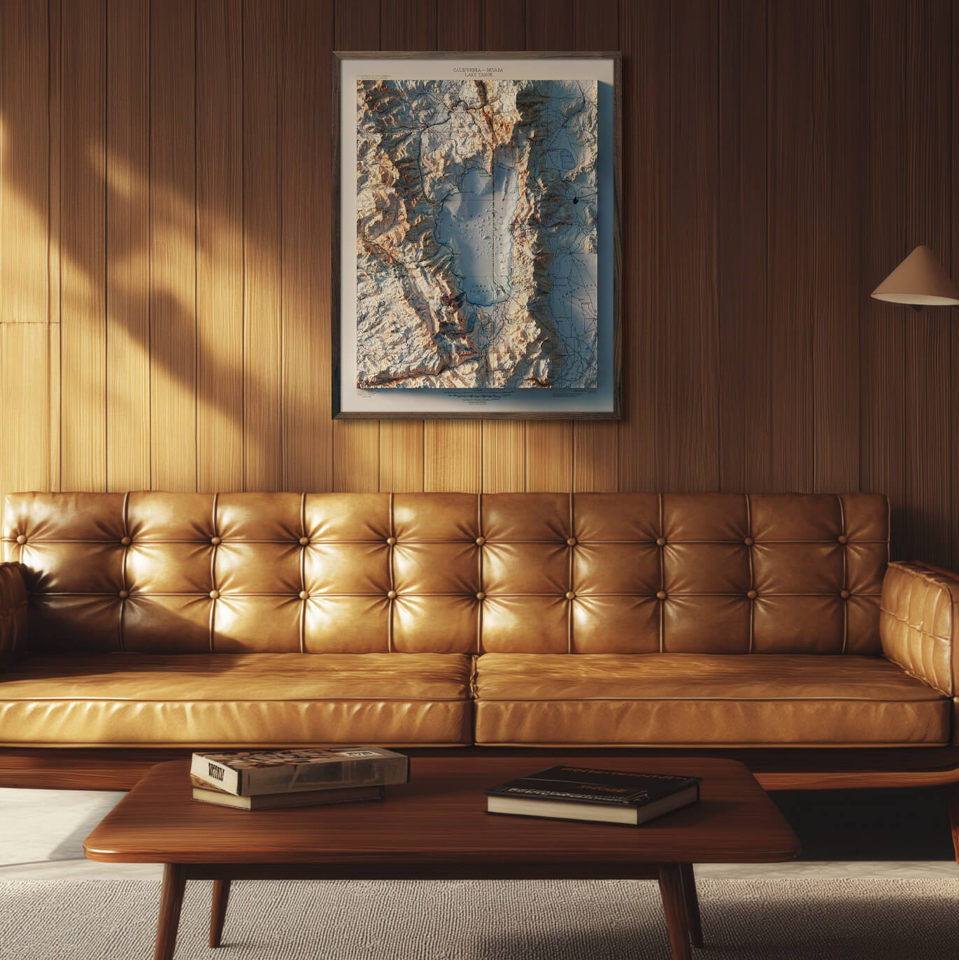 Lake Tahoe 1895 Shaded Relief Map - No Frame - North Drinkware