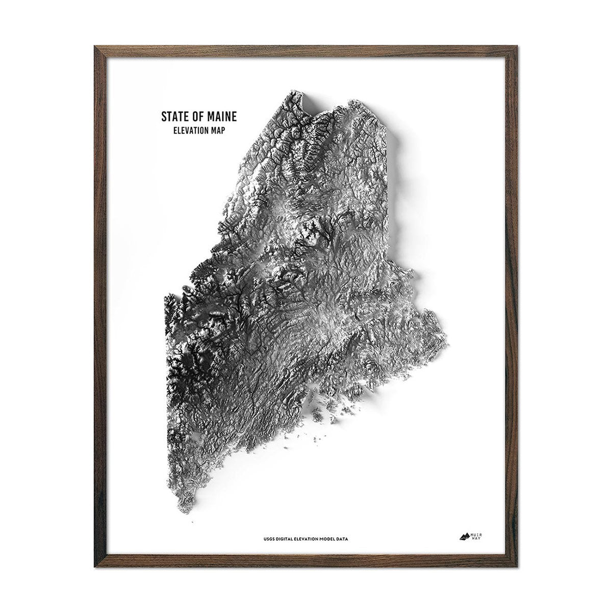 Maine Elevation Map - No Frame - North Drinkware