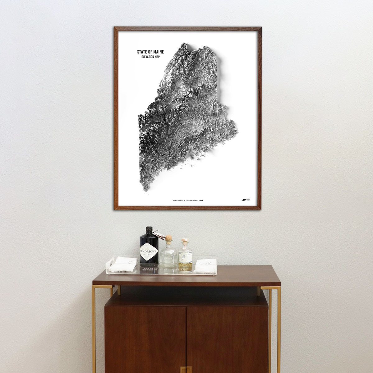 Maine Elevation Map - No Frame - North Drinkware